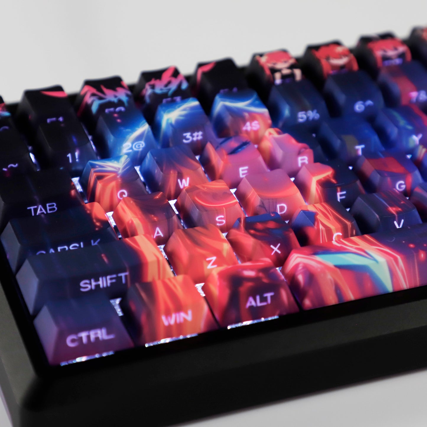 YMDK Wenshao Asuka Theme Keycaps Anime Full Set 130 Keys Sidelit Cherry Profile Dye Sub Custom Keycap for MX Mechanical Keyboard