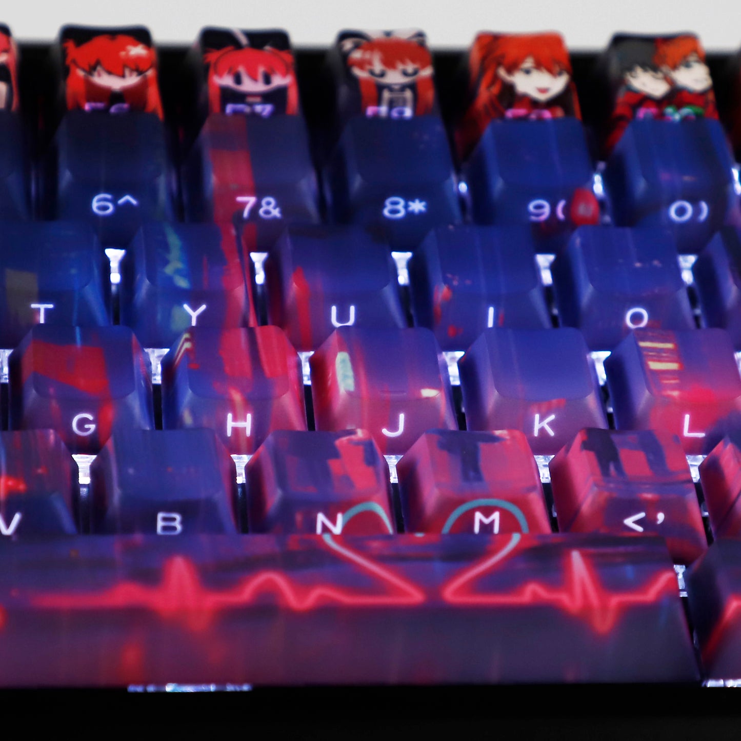 YMDK Wenshao Asuka Theme Keycaps Anime Full Set 130 Keys Sidelit Cherry Profile Dye Sub Custom Keycap for MX Mechanical Keyboard