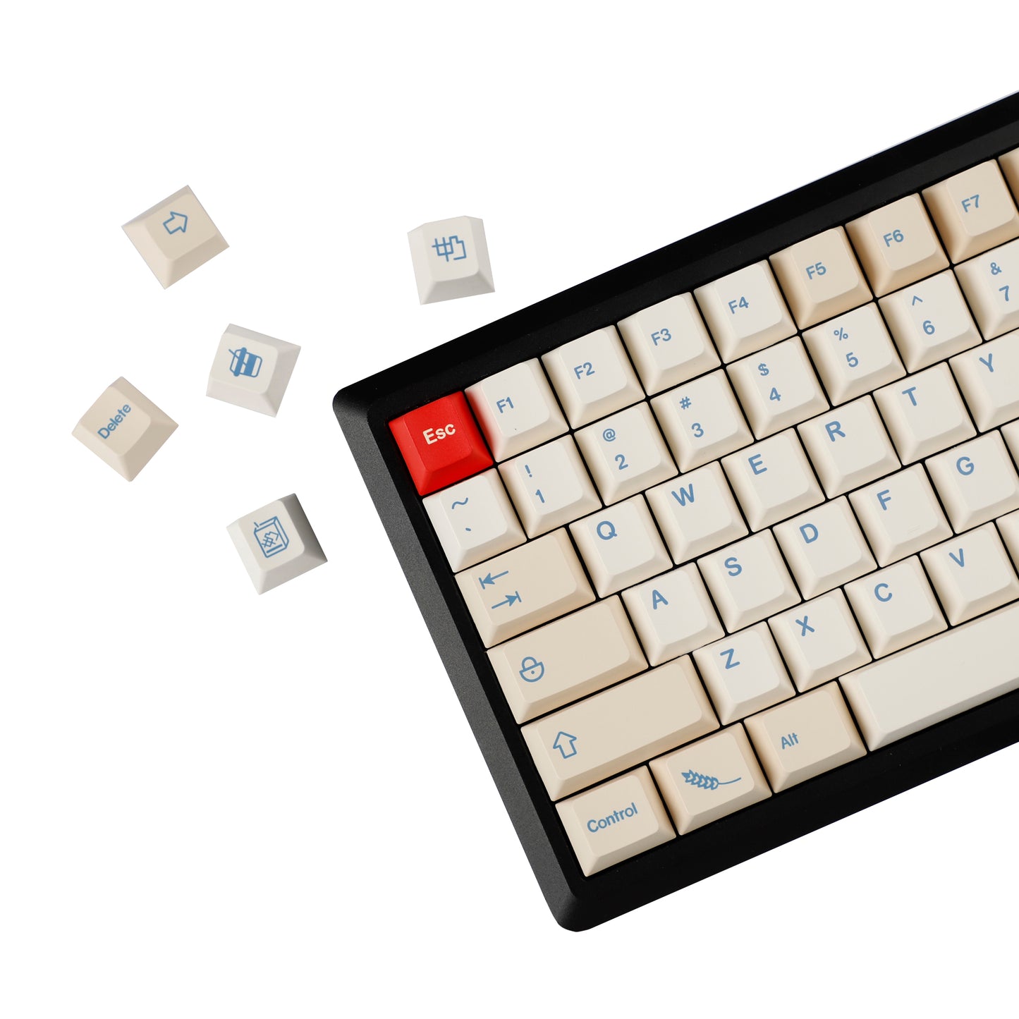 YMDK 146 Soya Milk Theme Keycaps Minimalist PBT Cherry Profile Top Print Dye Sub Keycap English Korean Japanese for MX Mechanical Keyboards