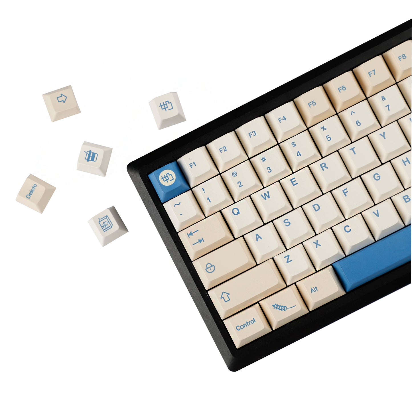 YMDK 146 Soya Milk Theme Keycaps Minimalist PBT Cherry Profile Top Print Dye Sub Keycap English Korean Japanese for MX Mechanical Keyboards