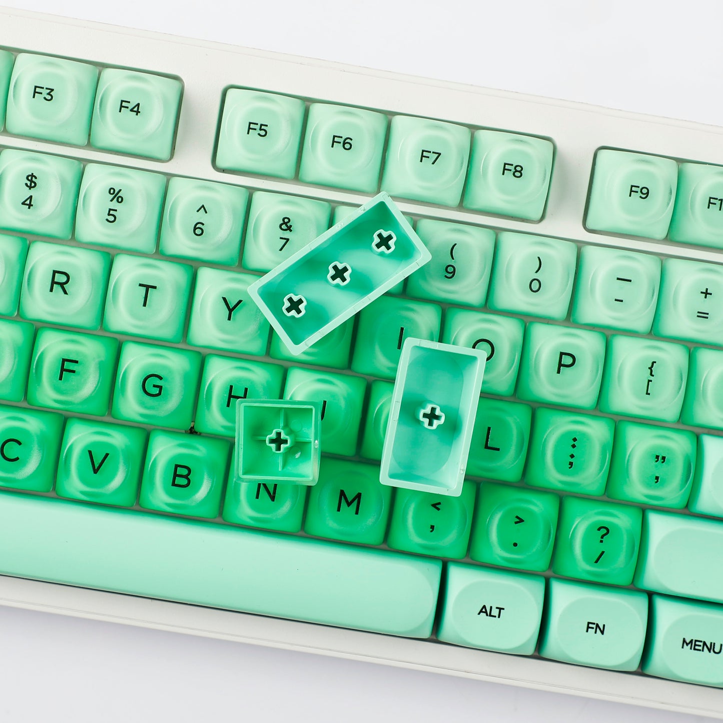 YMDK Liquid Foundation Keycaps 132 keys Frosted HOA Profile PBT PC UV Print for 61/68/84/87/98/104/108 Mechanical Keyboard