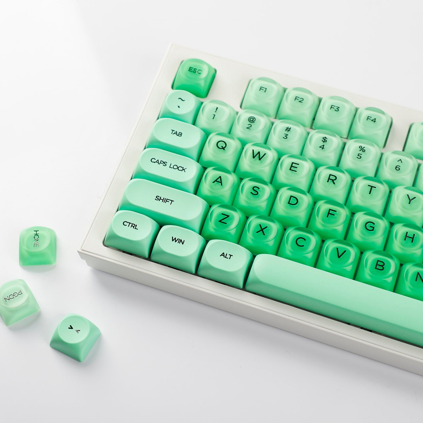 YMDK Liquid Foundation Keycaps 132 keys Frosted HOA Profile PBT PC UV Print for 61/68/84/87/98/104/108 Mechanical Keyboard