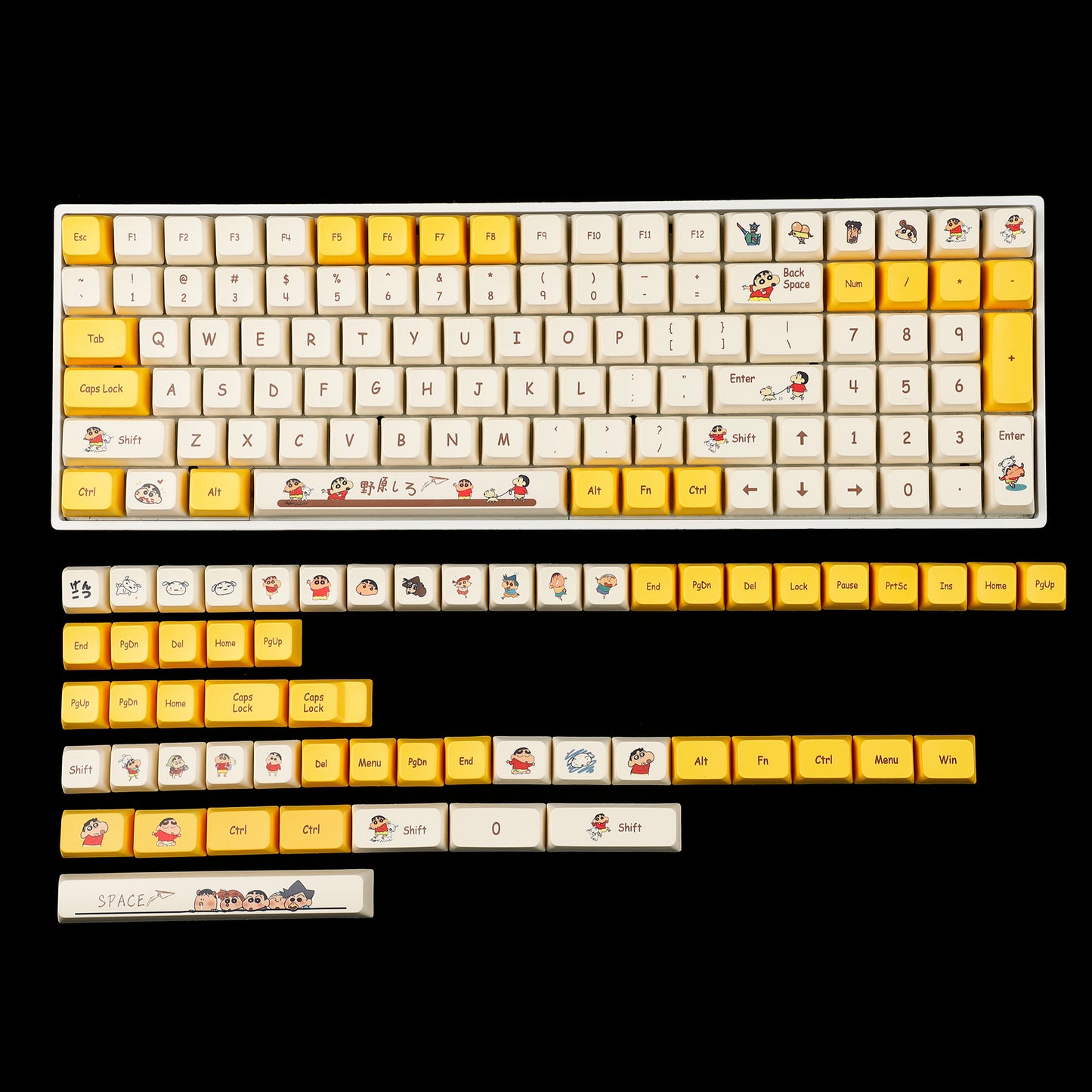 YMDK Crayon Boy Yellow MDA Profile 156 Keycaps(Dye Sub 1.55mm)