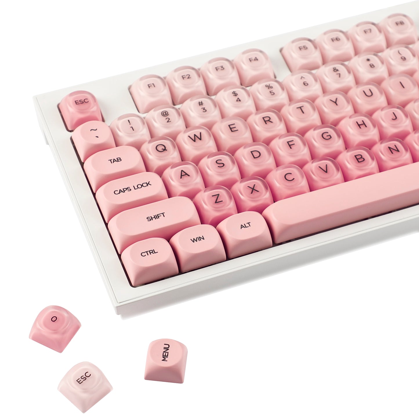 YMDK Liquid Foundation Keycaps 132 keys Frosted HOA Profile PBT PC UV Print for 61/68/84/87/98/104/108 Mechanical Keyboard
