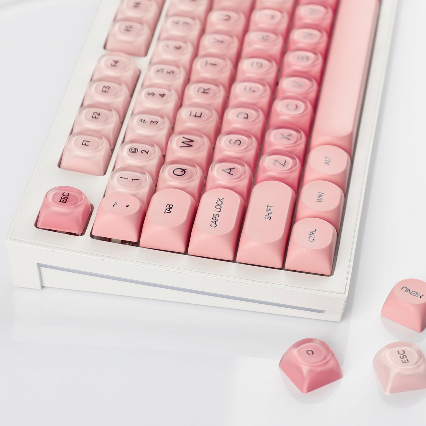 YMDK Liquid Foundation Keycaps 132 keys Frosted HOA Profile PBT PC UV Print for 61/68/84/87/98/104/108 Mechanical Keyboard