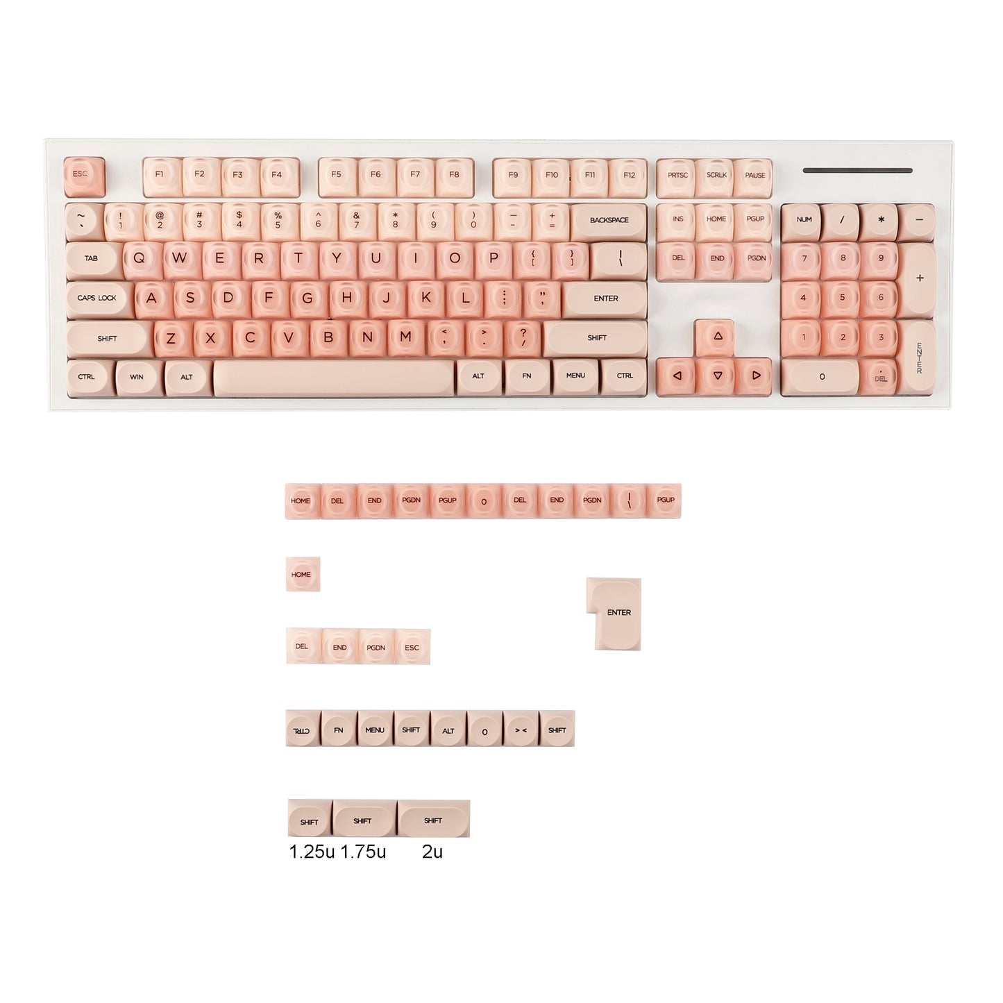 YMDK Liquid Foundation Keycaps 132 keys Frosted HOA Profile PBT PC UV Print for 61/68/84/87/98/104/108 Mechanical Keyboard