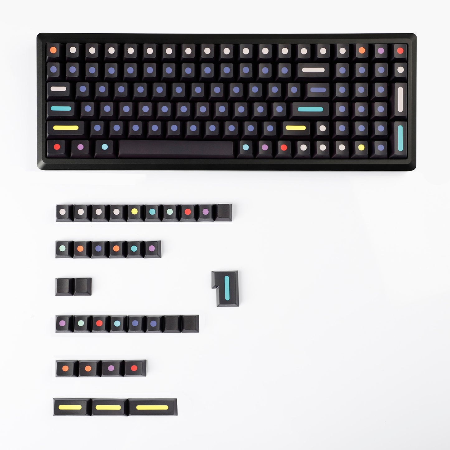 YMDK Dots Color Keycaps Full Set 134 Keys PBT Dye Sub Cherry Profile Sidelit Light Transmission for MX Mechanical Keyboard