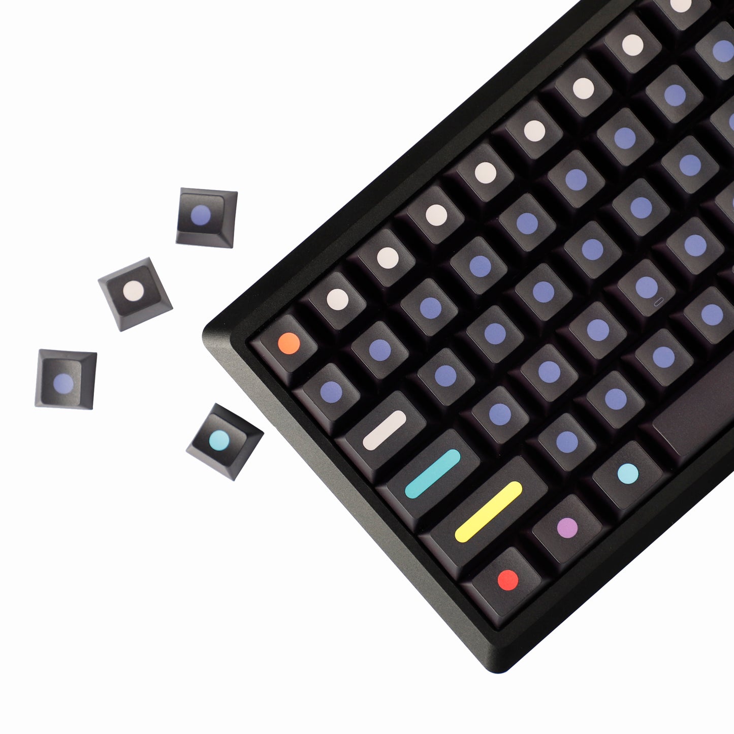 YMDK Dots Color Keycaps Full Set 134 Keys PBT Dye Sub Cherry Profile Sidelit Light Transmission for MX Mechanical Keyboard