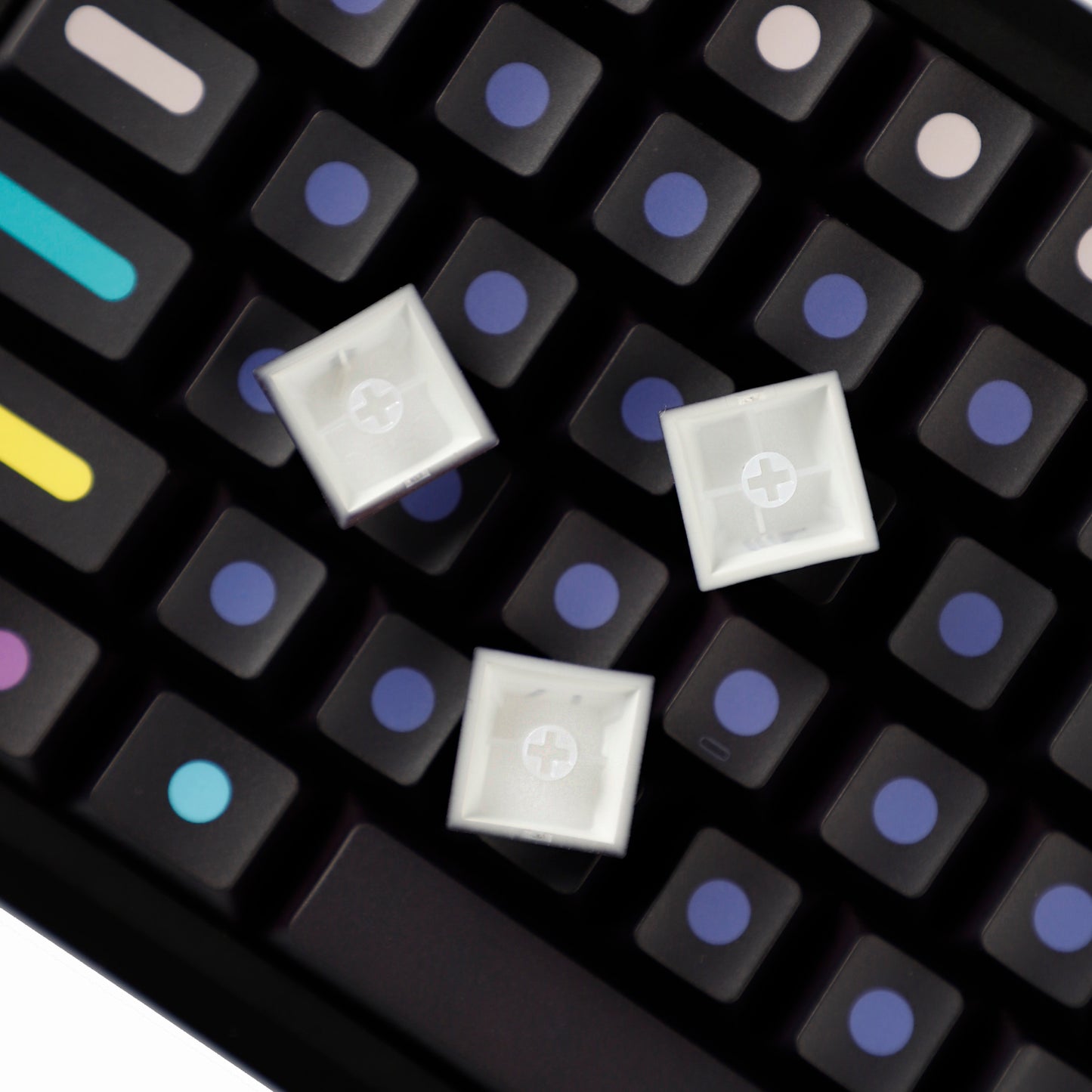 YMDK Dots Color Keycaps Full Set 134 Keys PBT Dye Sub Cherry Profile Sidelit Light Transmission for MX Mechanical Keyboard