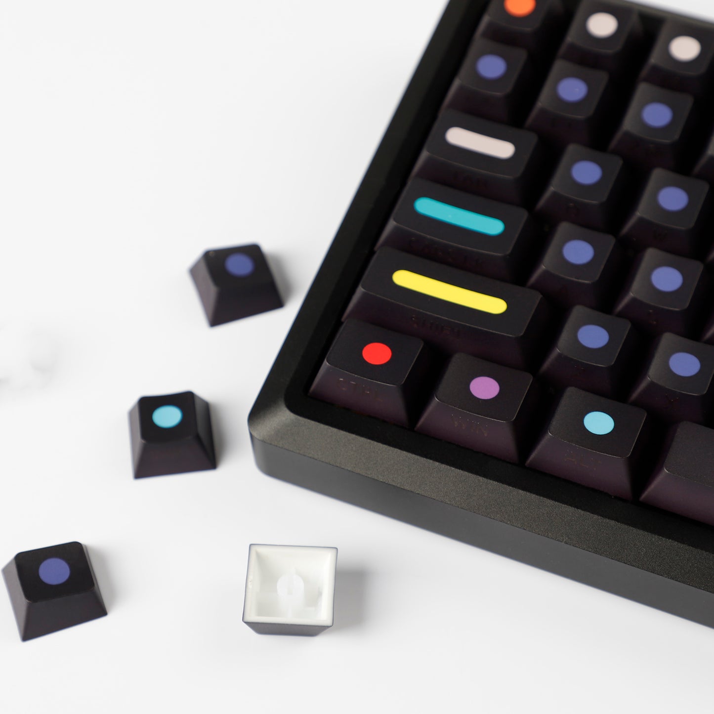 YMDK Dots Color Keycaps Full Set 134 Keys PBT Dye Sub Cherry Profile Sidelit Light Transmission for MX Mechanical Keyboard