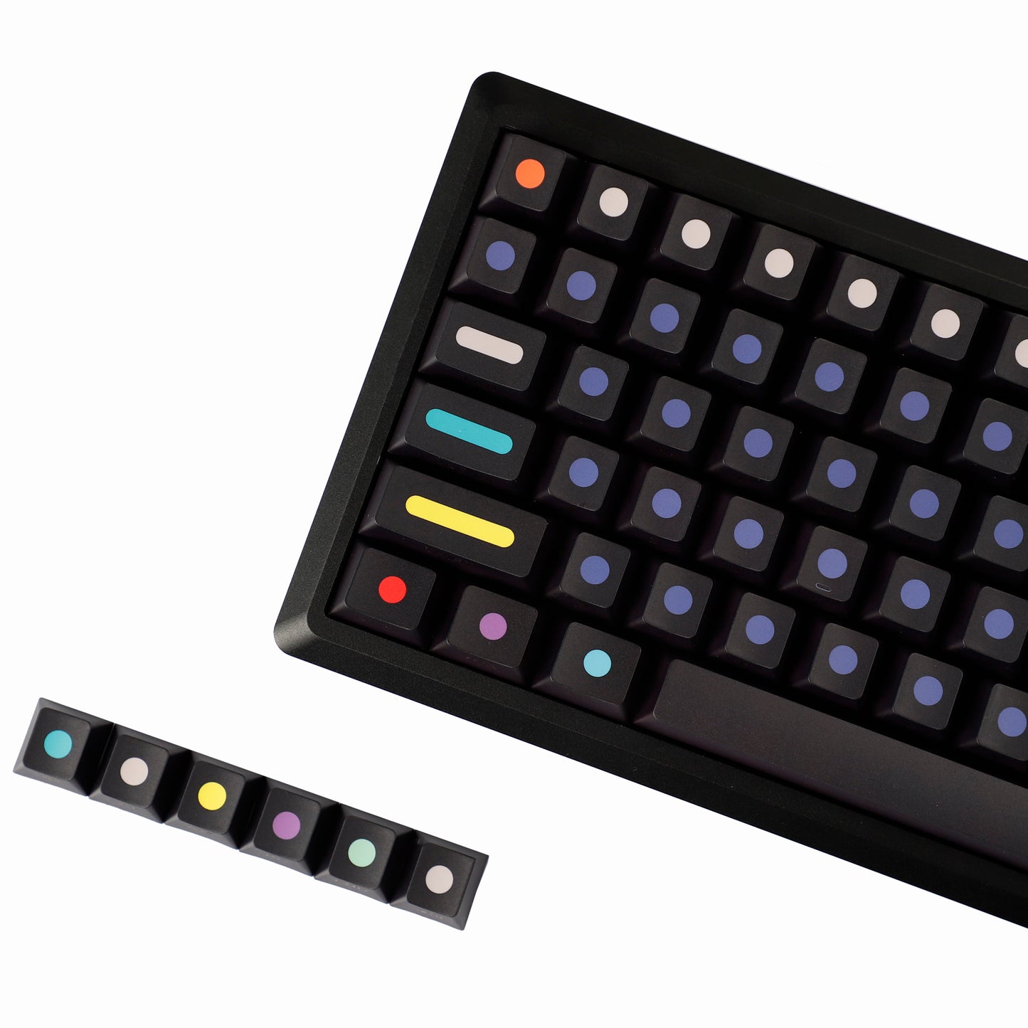 YMDK Dots Color Keycaps Full Set 134 Keys PBT Dye Sub Cherry Profile Sidelit Light Transmission for MX Mechanical Keyboard