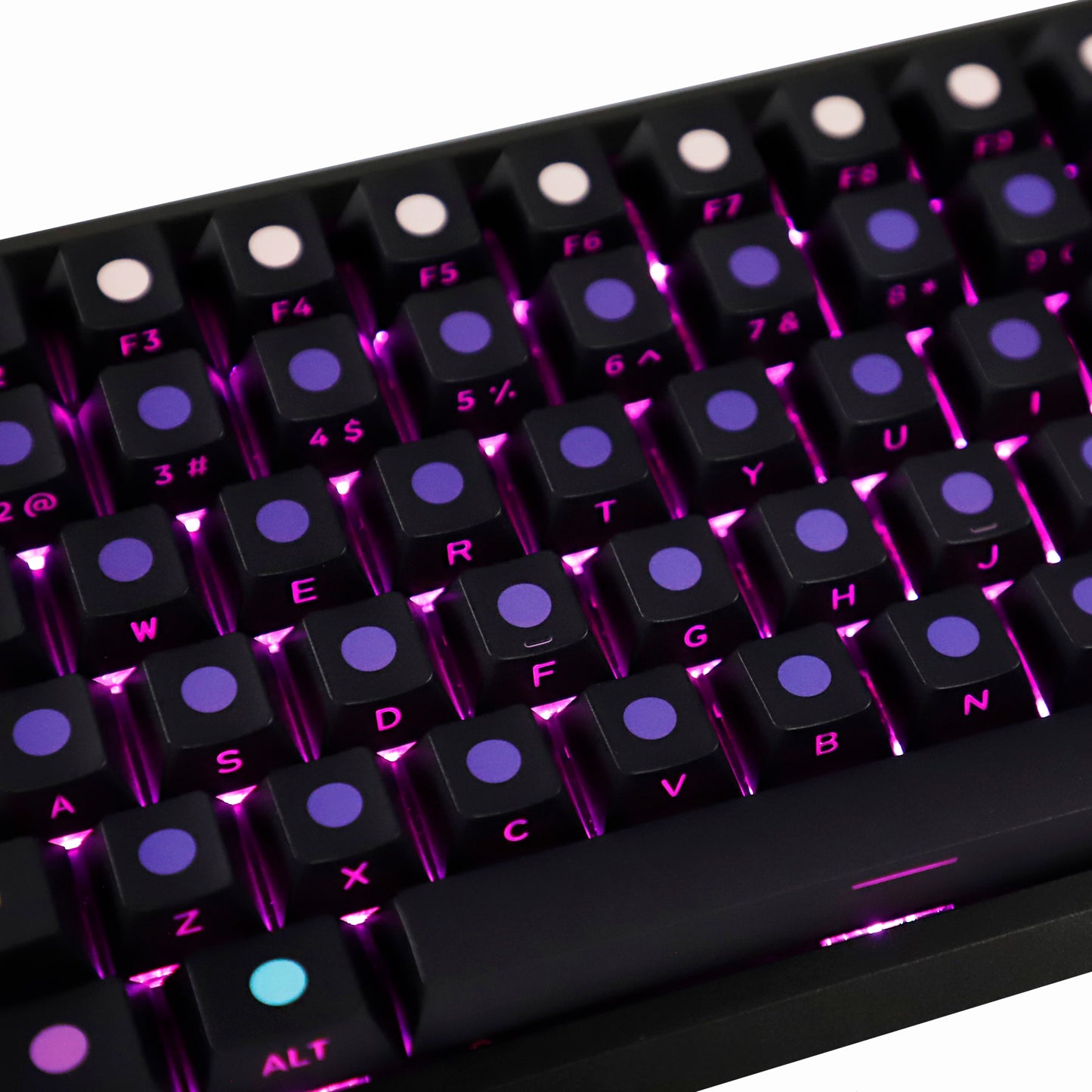 YMDK Dots Color Keycaps Full Set 134 Keys PBT Dye Sub Cherry Profile Sidelit Light Transmission for MX Mechanical Keyboard
