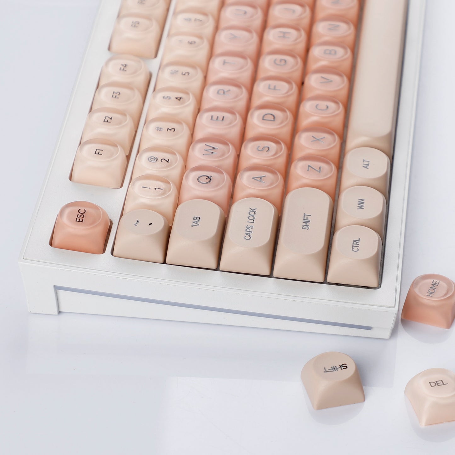 YMDK Liquid Foundation Keycaps 132 keys Frosted HOA Profile PBT PC UV Print for 61/68/84/87/98/104/108 Mechanical Keyboard