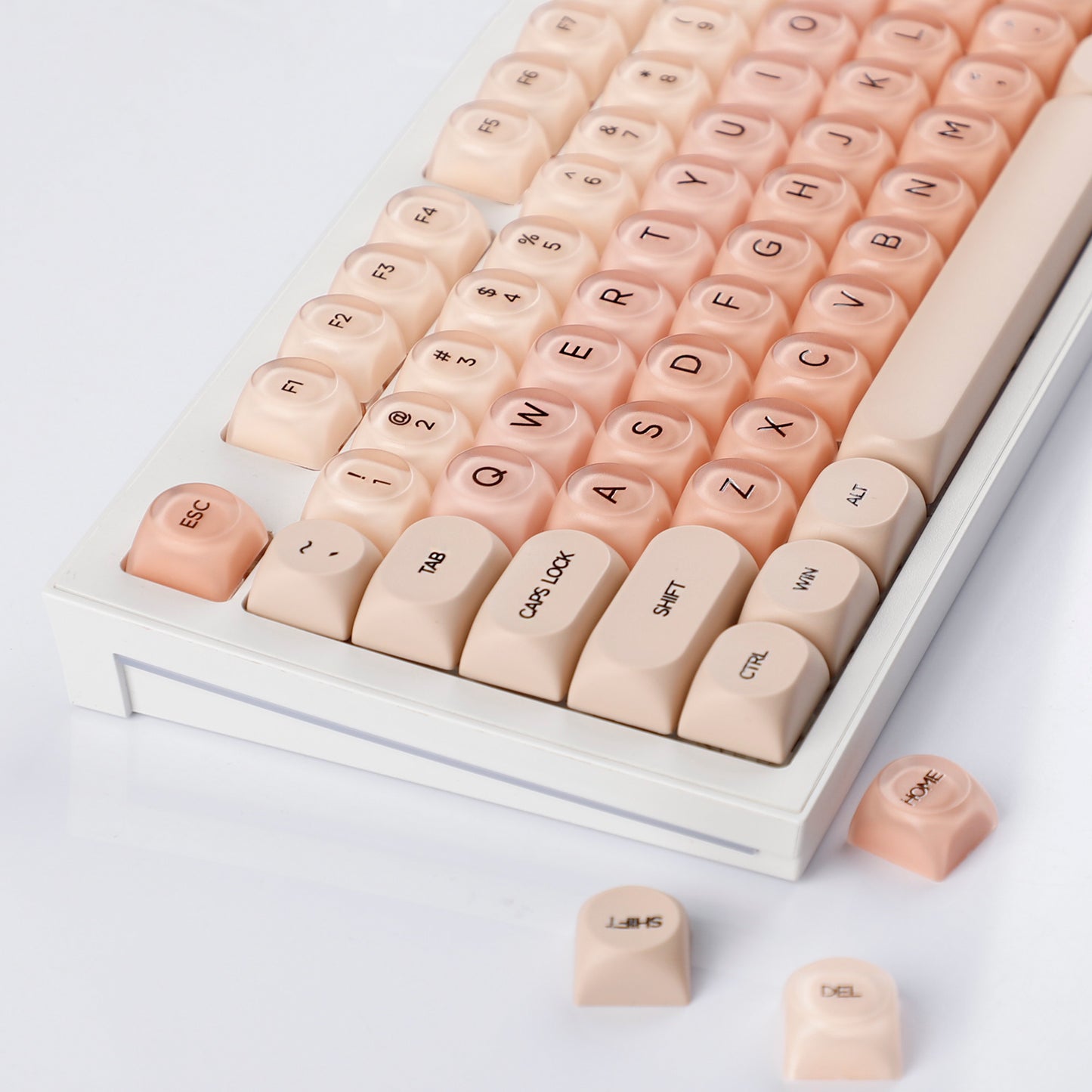 YMDK Liquid Foundation Keycaps 132 keys Frosted HOA Profile PBT PC UV Print for 61/68/84/87/98/104/108 Mechanical Keyboard