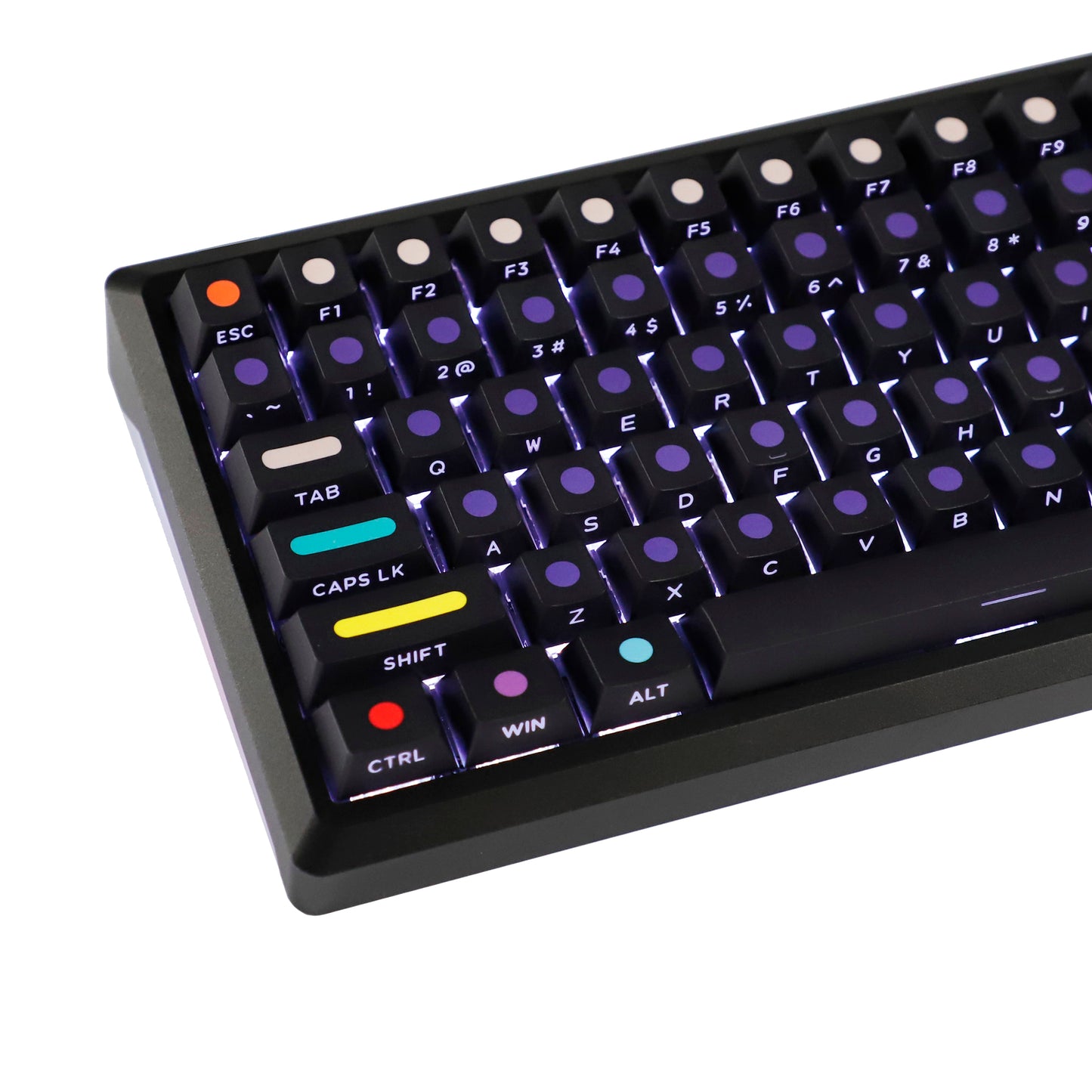 YMDK Dots Color Keycaps Full Set 134 Keys PBT Dye Sub Cherry Profile Sidelit Light Transmission for MX Mechanical Keyboard