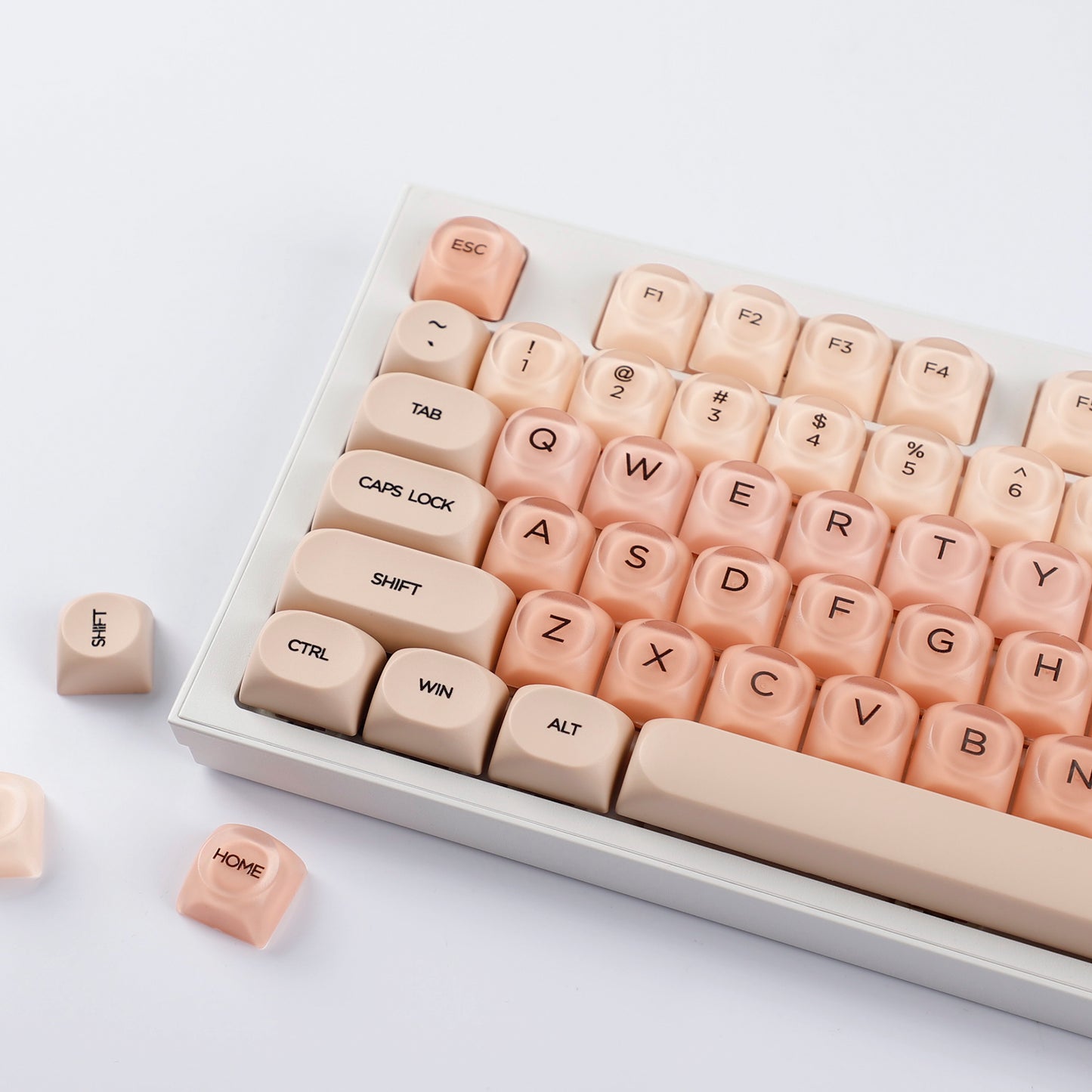 YMDK Liquid Foundation Keycaps 132 keys Frosted HOA Profile PBT PC UV Print for 61/68/84/87/98/104/108 Mechanical Keyboard