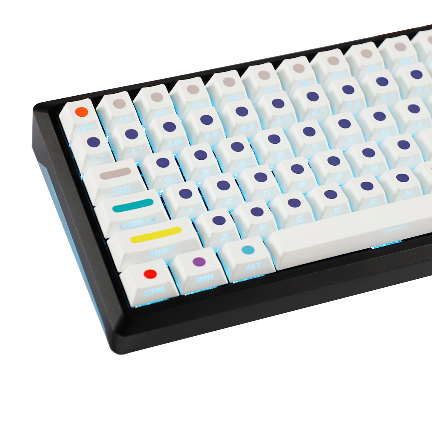 YMDK Dots Color Keycaps Full Set 134 Keys PBT Dye Sub Cherry Profile Sidelit Light Transmission for MX Mechanical Keyboard