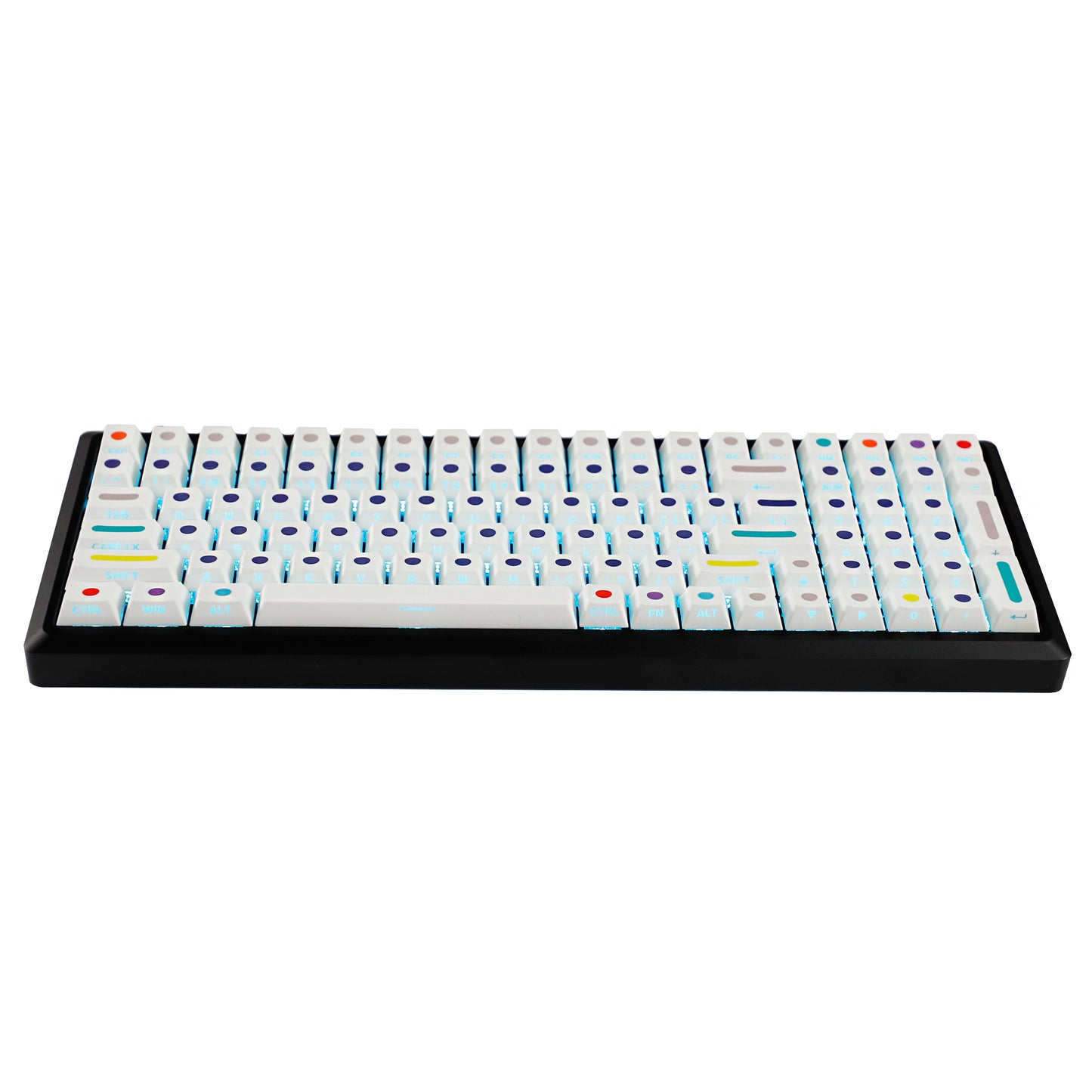 YMDK Dots Color Keycaps Full Set 134 Keys PBT Dye Sub Cherry Profile Sidelit Light Transmission for MX Mechanical Keyboard