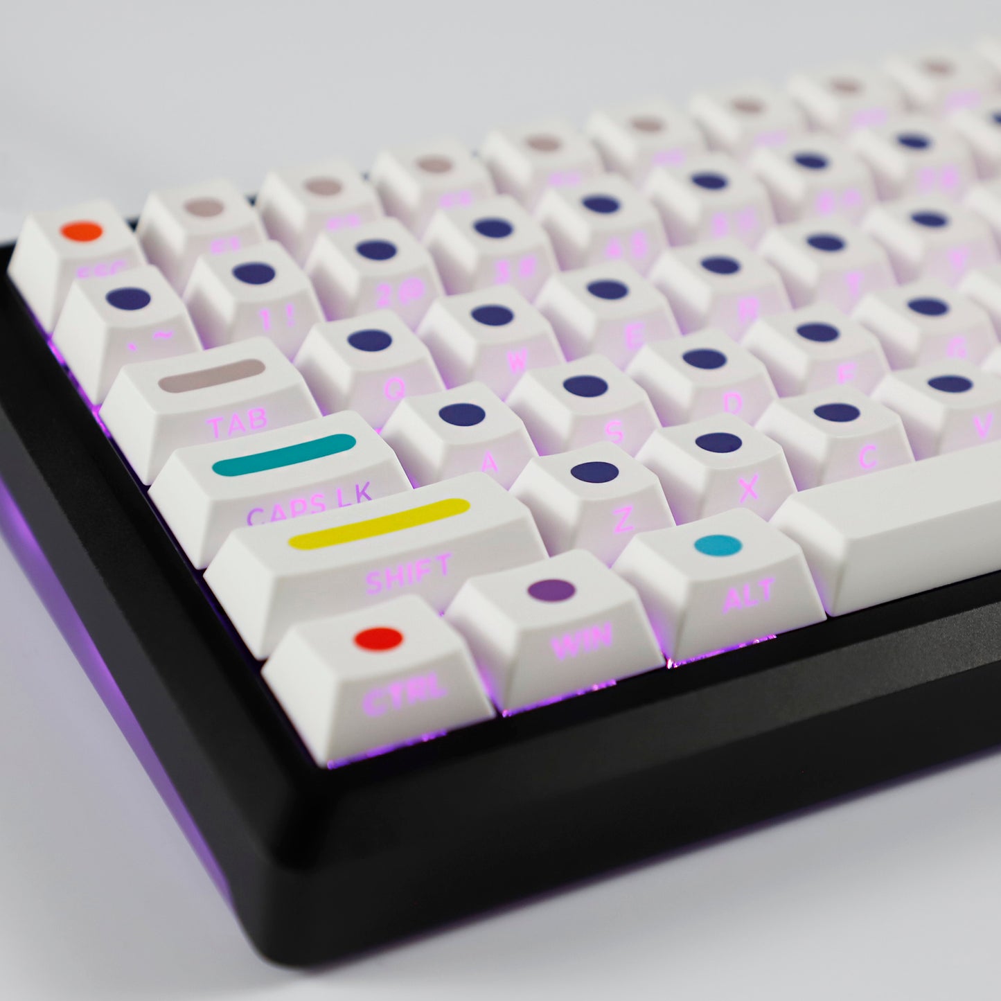 YMDK Dots Color Keycaps Full Set 134 Keys PBT Dye Sub Cherry Profile Sidelit Light Transmission for MX Mechanical Keyboard