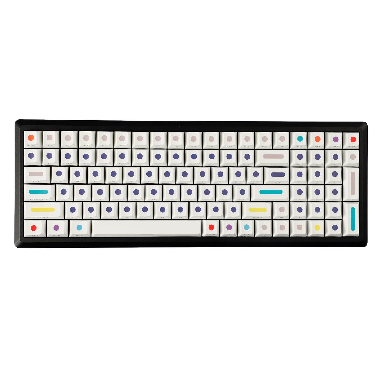 YMDK Dots Color Keycaps Full Set 134 Keys PBT Dye Sub Cherry Profile Sidelit Light Transmission for MX Mechanical Keyboard