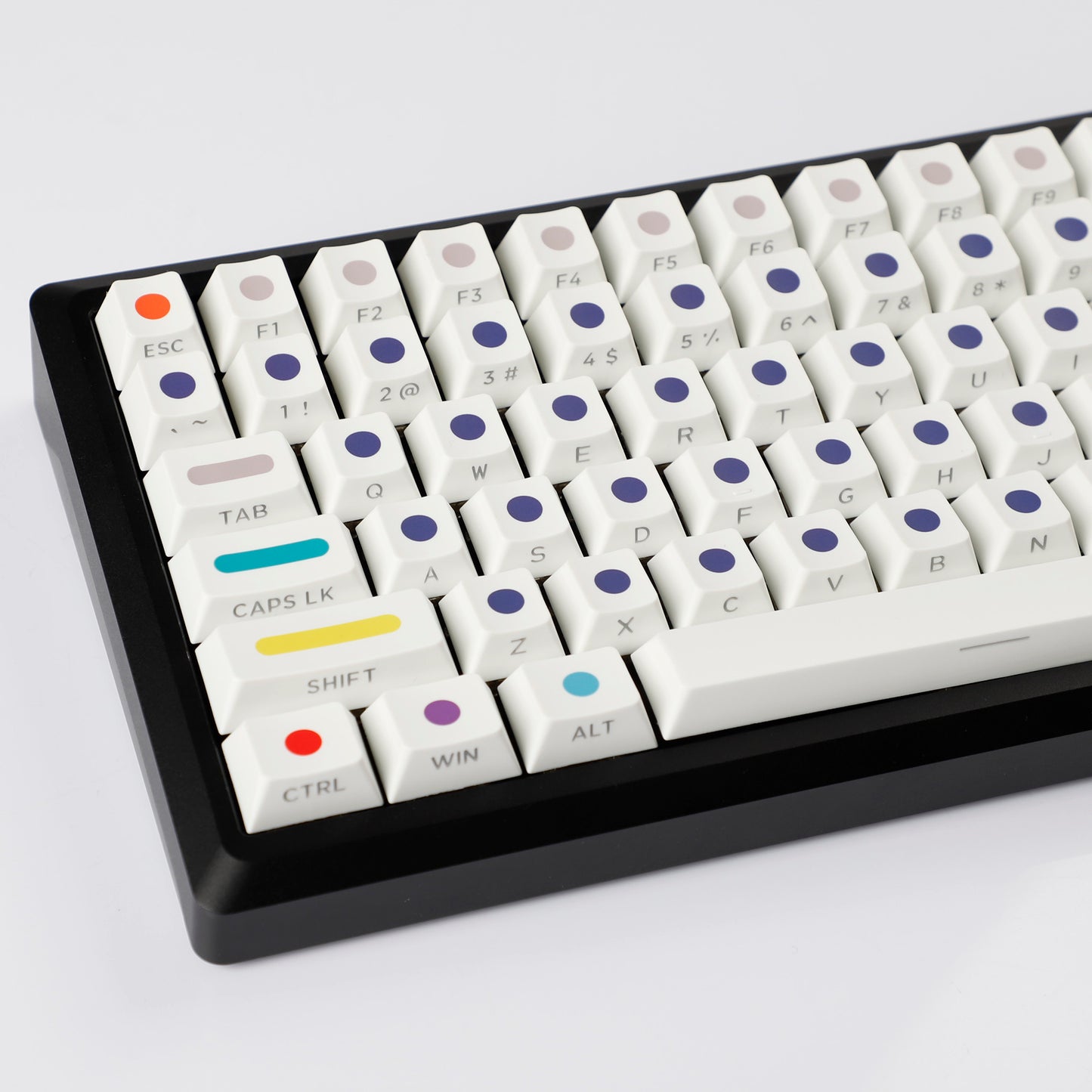 YMDK Dots Color Keycaps Full Set 134 Keys PBT Dye Sub Cherry Profile Sidelit Light Transmission for MX Mechanical Keyboard