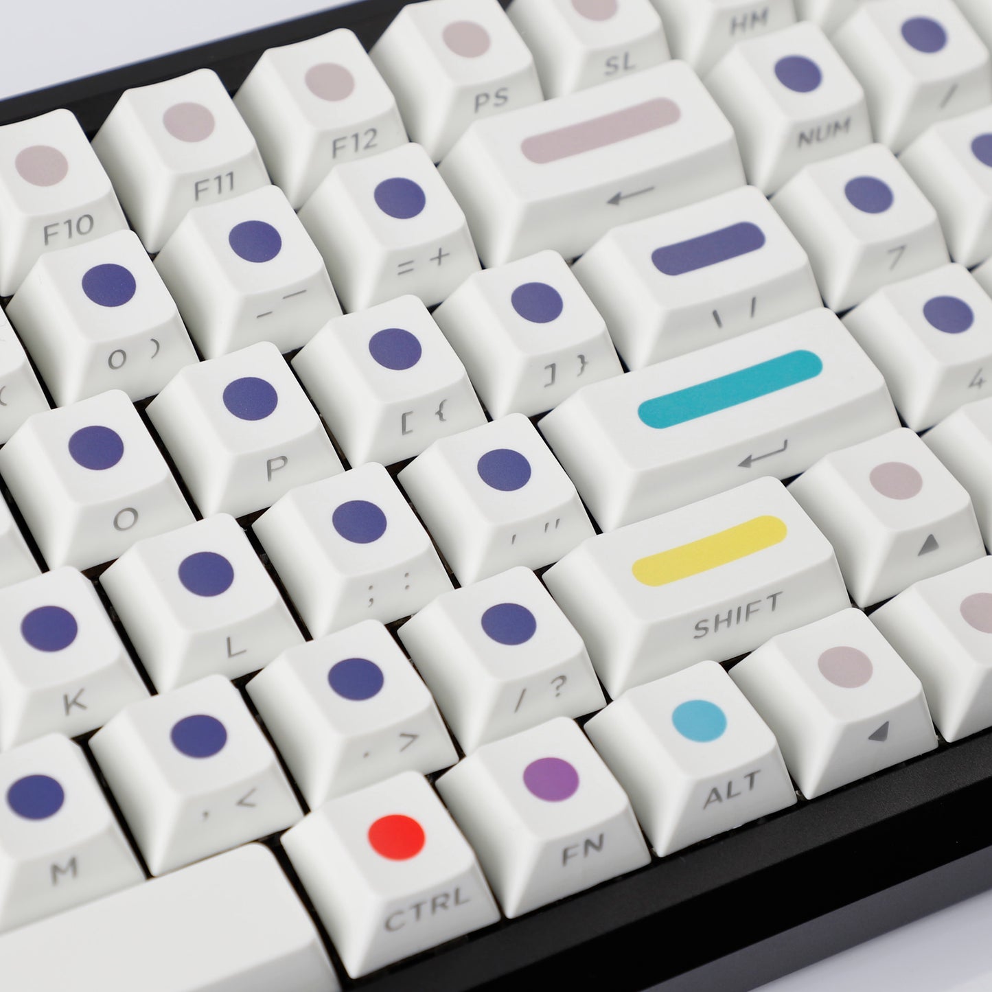 YMDK Dots Color Keycaps Full Set 134 Keys PBT Dye Sub Cherry Profile Sidelit Light Transmission for MX Mechanical Keyboard