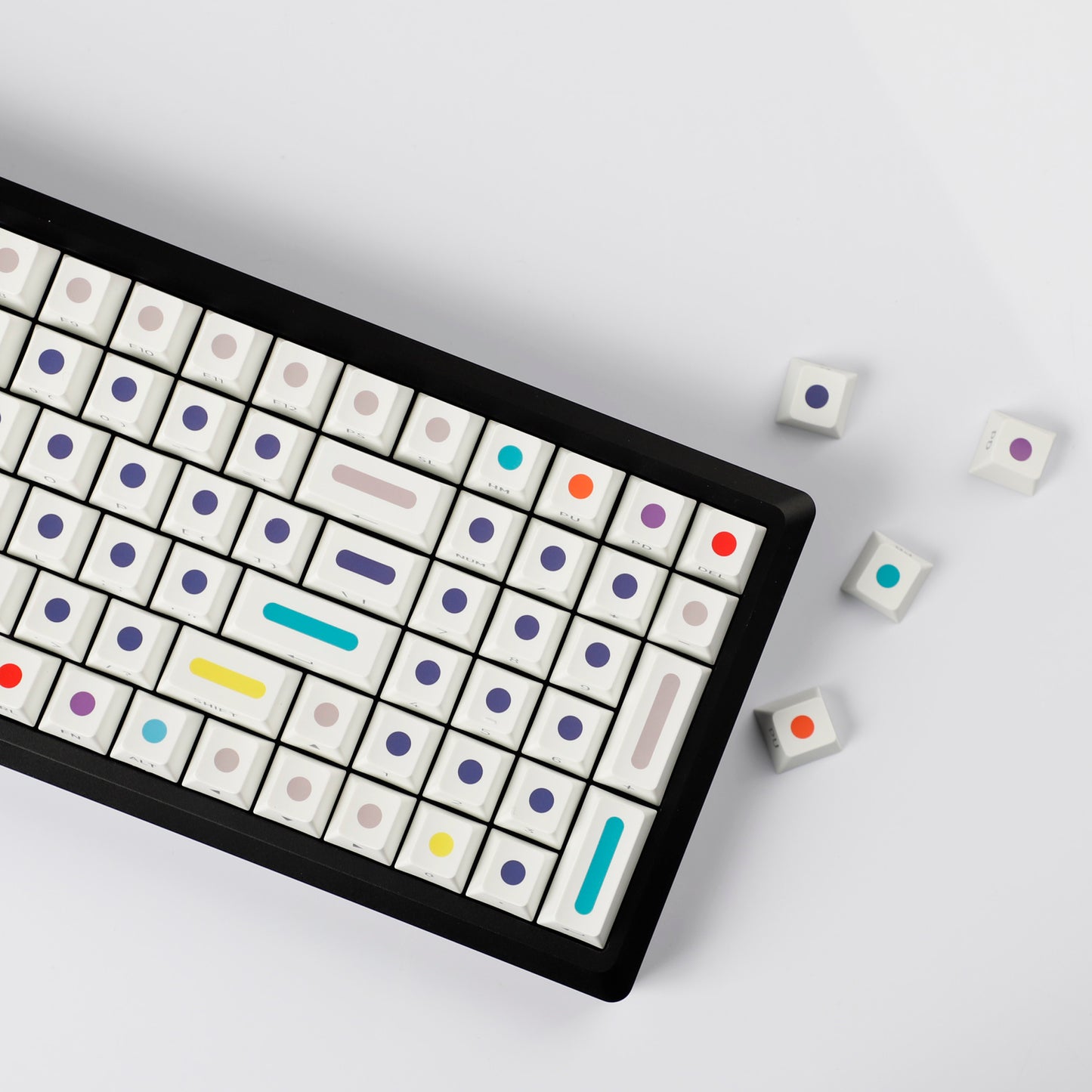 YMDK Dots Color Keycaps Full Set 134 Keys PBT Dye Sub Cherry Profile Sidelit Light Transmission for MX Mechanical Keyboard
