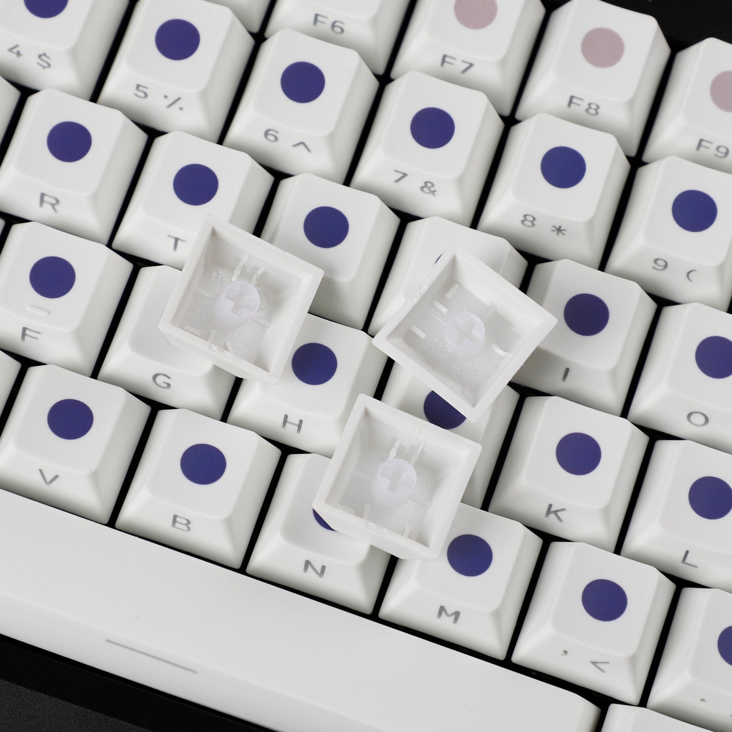 YMDK Dots Color Keycaps Full Set 134 Keys PBT Dye Sub Cherry Profile Sidelit Light Transmission for MX Mechanical Keyboard