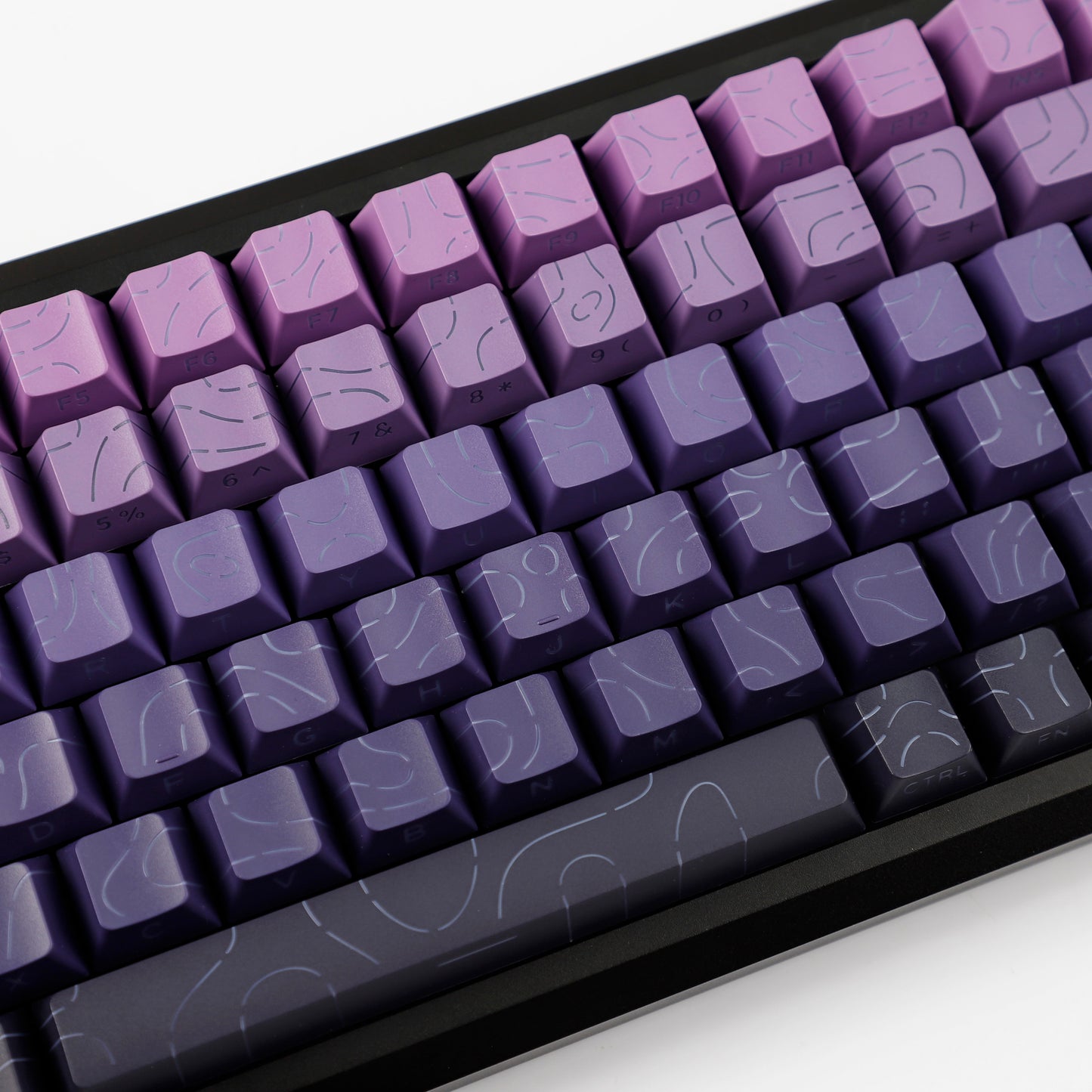 YMDK 135 Keys Color Contour Lines Personality Double Shot Side-lit Dye Sub PBT Cherry Profile Keycap for Most MX Mechanical Keyboard