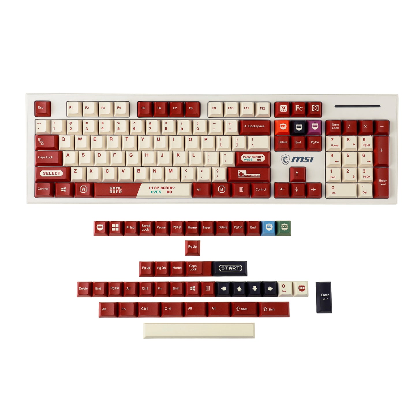 Gameboy Retro Red Beige Dye Sub Gaming Japanese Keycaps Thick PBT Cherry Profile For TKL GK61 96 GMMK MX Keyboard FC