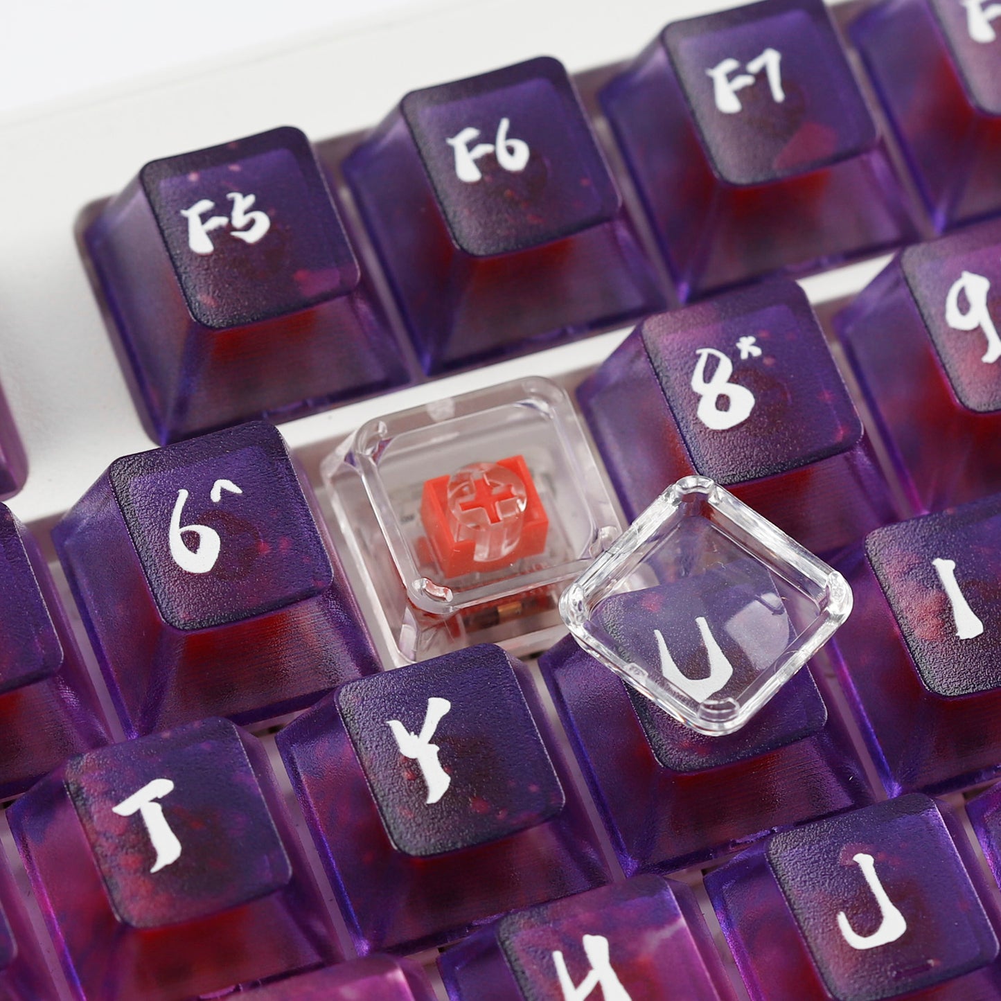 YMDK XDA Profile Transparent Cover Cap 1u Double-layer Design DIY Removable Stickers Blank PC Keycaps for MX Mechanical Keyboard