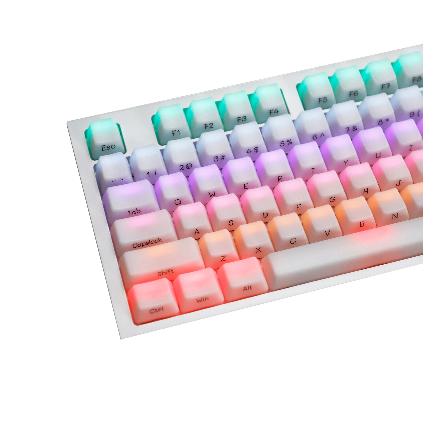 YMDK 130 Keys ABS 1.5mm Blank Milk Fog OEM Profile Side Print Shine Through Keycap For MX Mechanical Keyboard RGB 61 96 84 68 108 87