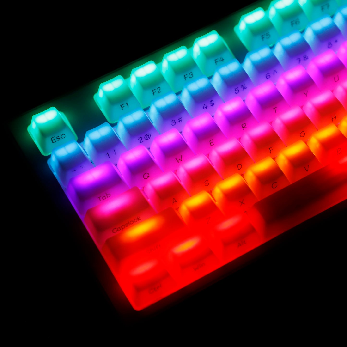 YMDK 130 Keys ABS 1.5mm Blank Milk Fog OEM Profile Side Print Shine Through Keycap For MX Mechanical Keyboard RGB 61 96 84 68 108 87