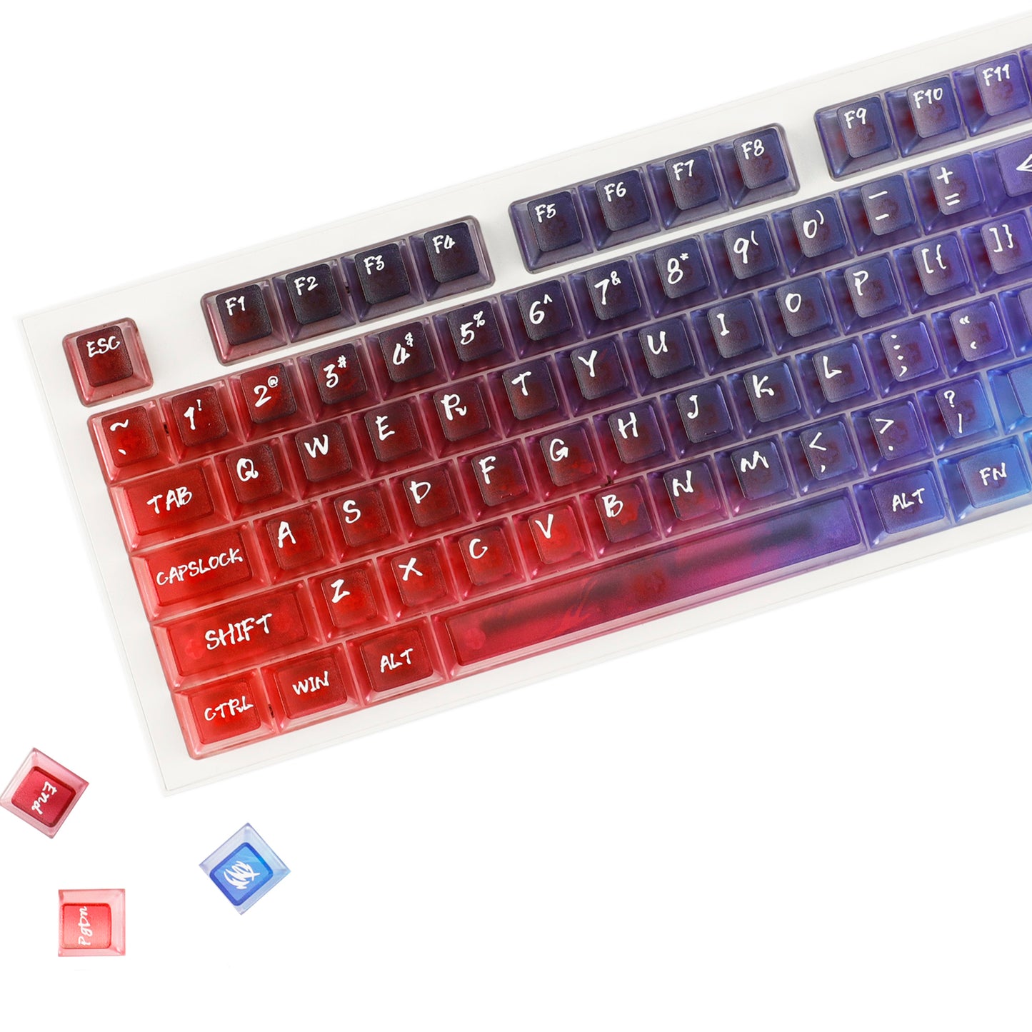 YMDK 119 Keys Magic Mist Neon Keycaps PC Shine Through Frosted Cherry Profile Keycap for 61/64/87/104/108 MX Mechanical Keyboard