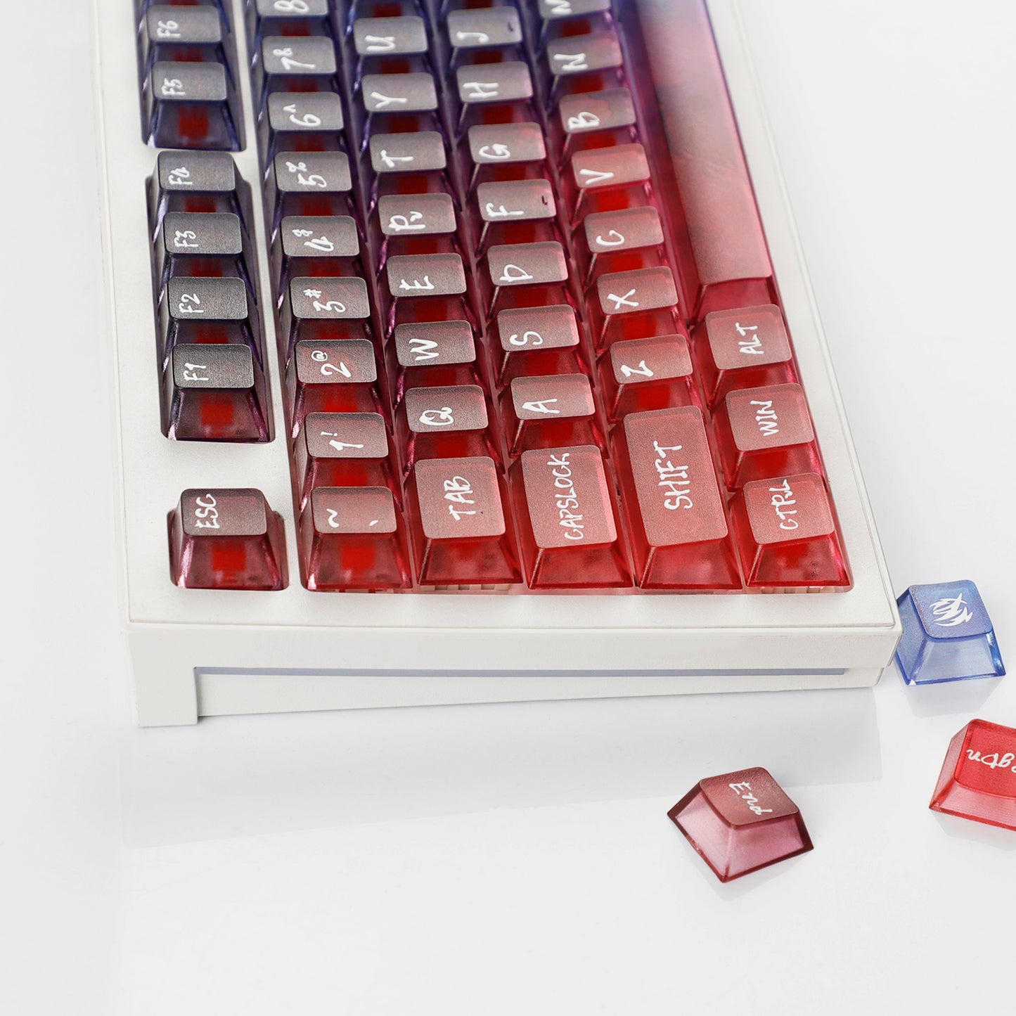 YMDK 119 Keys Magic Mist Neon Keycaps PC Shine Through Frosted Cherry Profile Keycap for 61/64/87/104/108 MX Mechanical Keyboard
