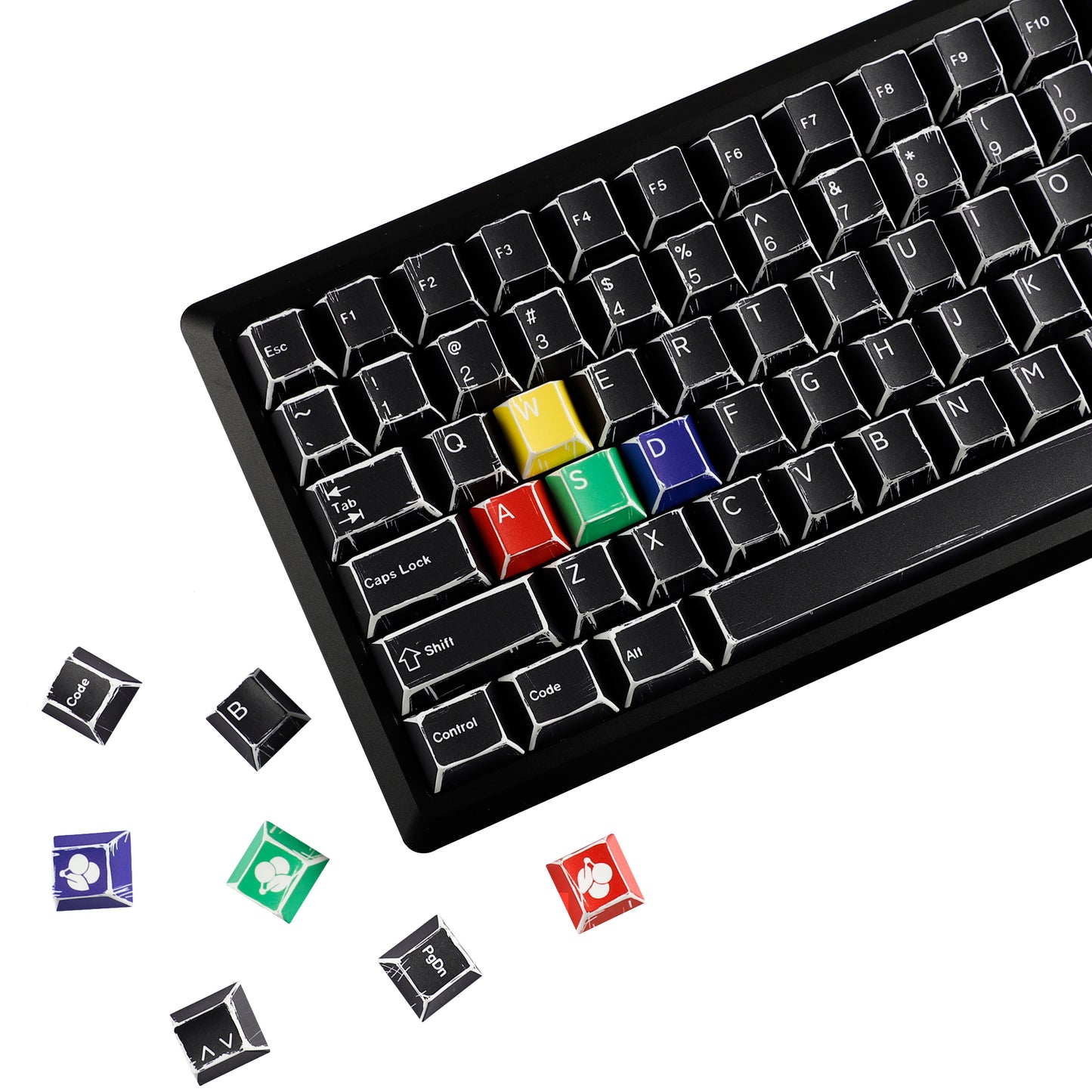 YMDK Color Comics Theme 141 keys PBT Keycap Top Print Dye Sub Cherry Profile Custom Keycaps for MX Mechanical Keyboard