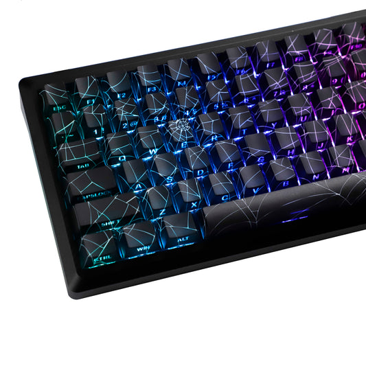 YMDK Spider Web Shine Through Keycap Cool Side-Lit PBT Dye Sub Cherry Profile Keycaps for MX Mechanical Keyboards TKL Akko
