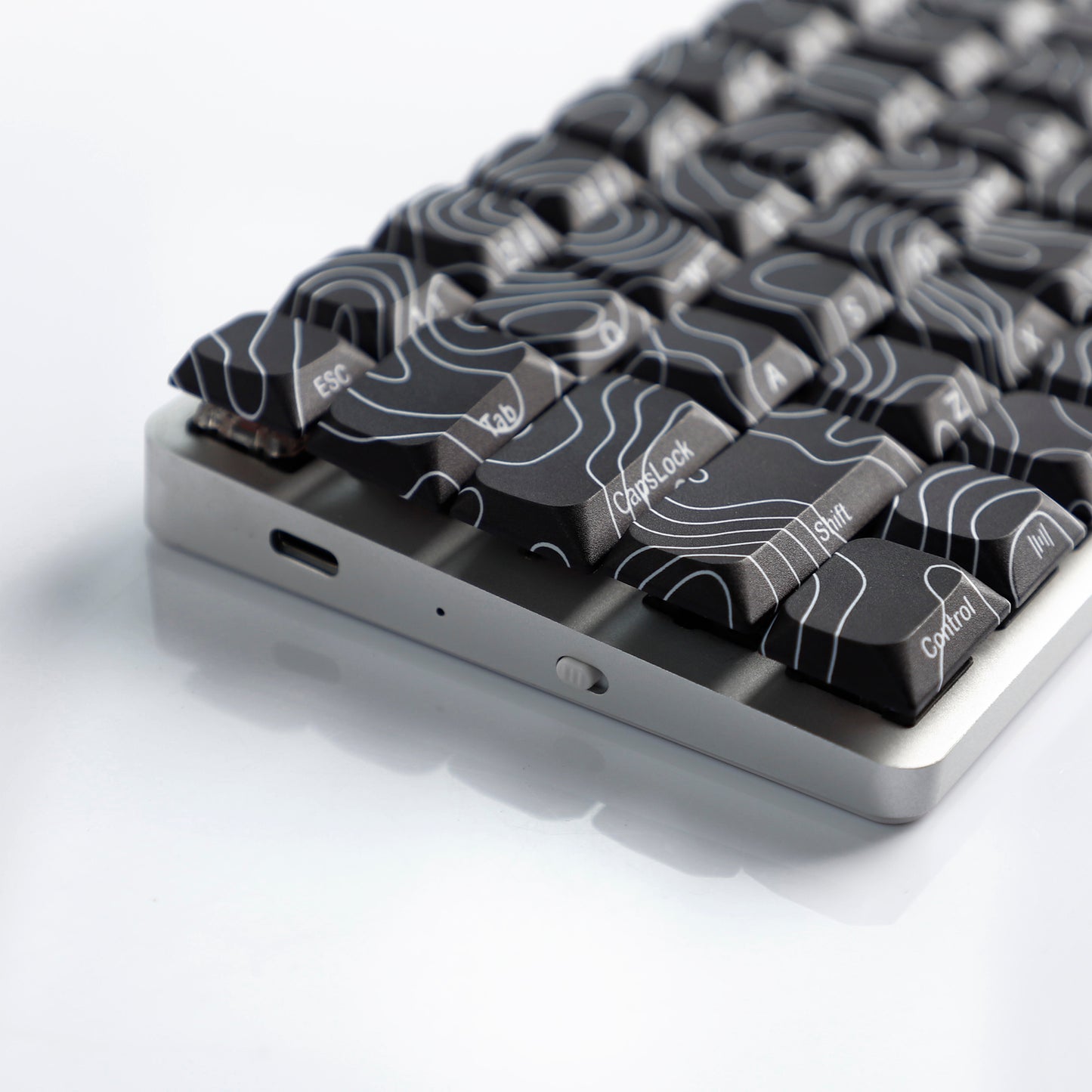 YMDK 131 Blcak Contour Lines Low Profile PBT Double Shot Keycaps for MX Mechanical Keyboards