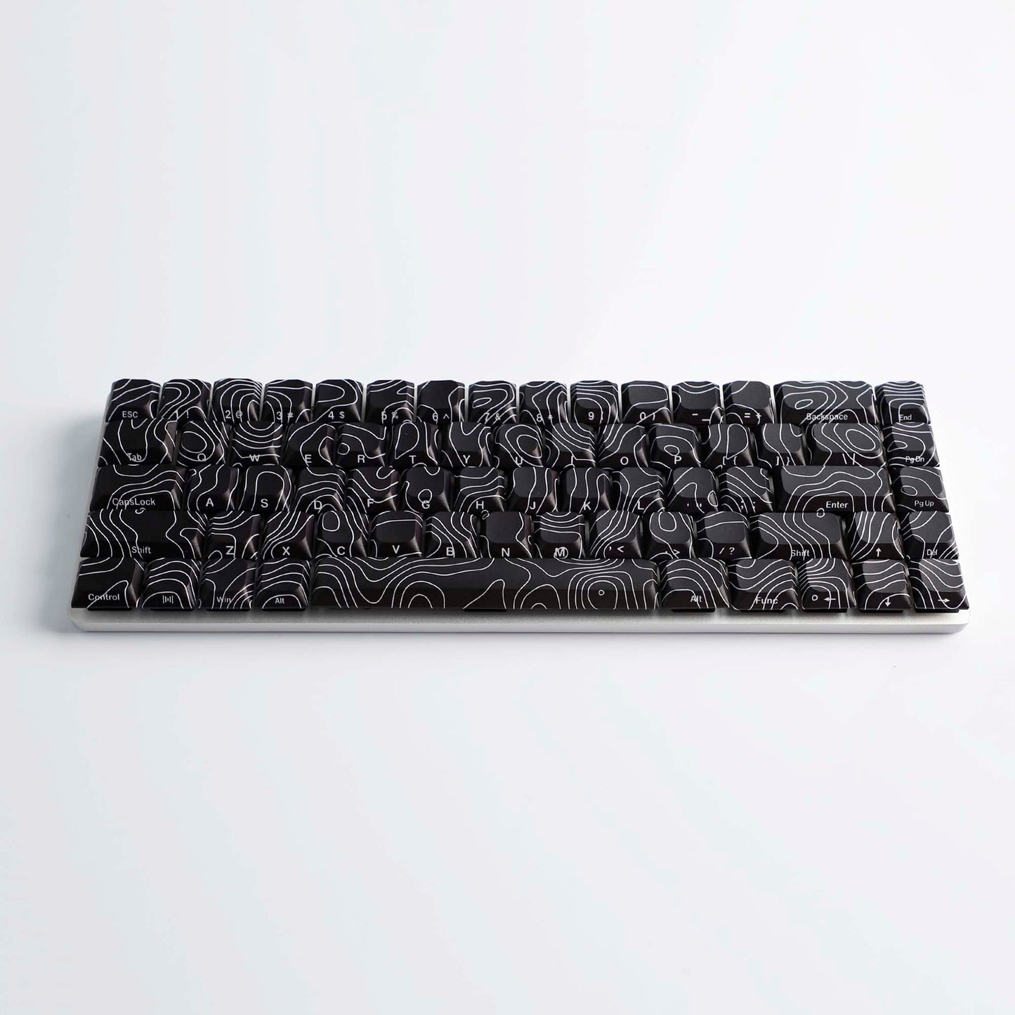 YMDK 131 Blcak Contour Lines Low Profile PBT Double Shot Keycaps for MX Mechanical Keyboards