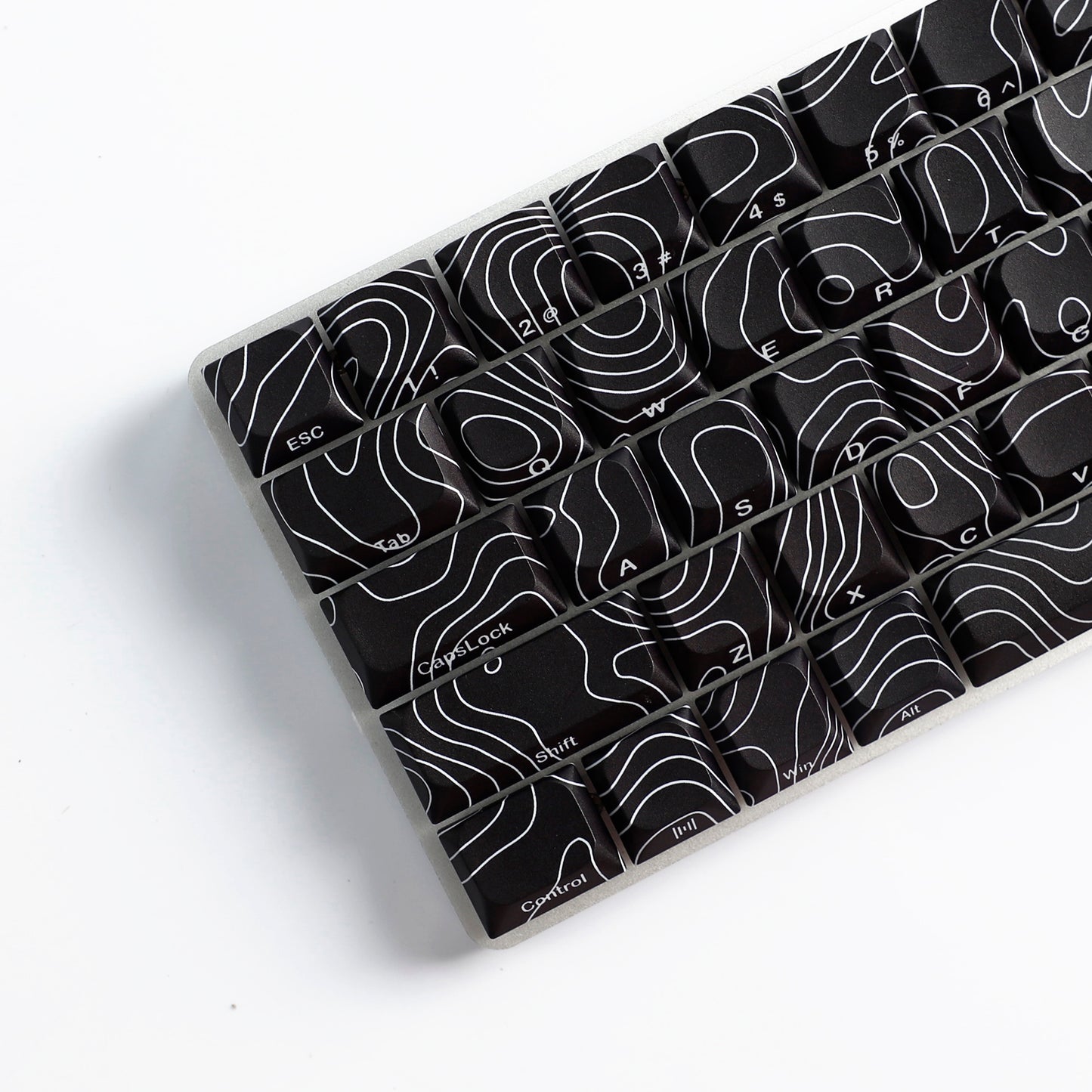 YMDK 131 Blcak Contour Lines Low Profile PBT Double Shot Keycaps for MX Mechanical Keyboards