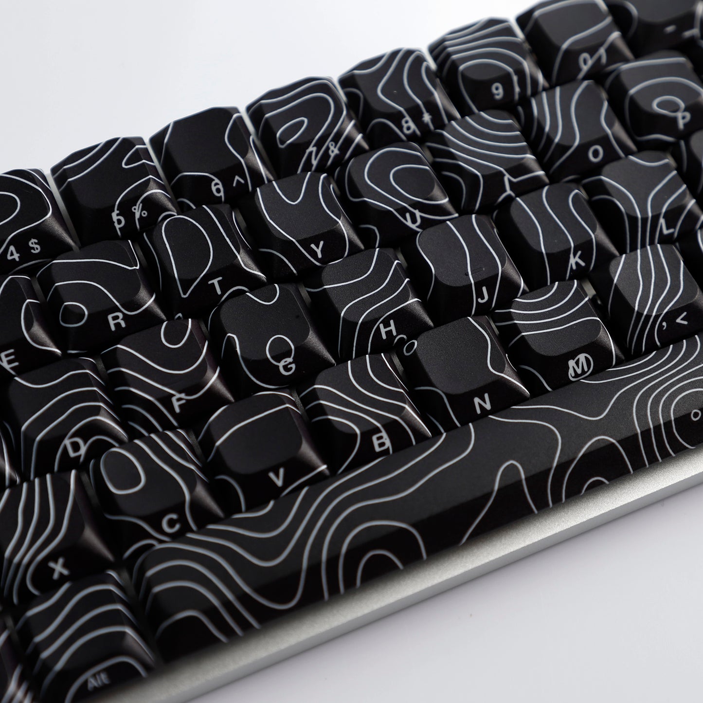 YMDK 131 Blcak Contour Lines Low Profile PBT Double Shot Keycaps for MX Mechanical Keyboards