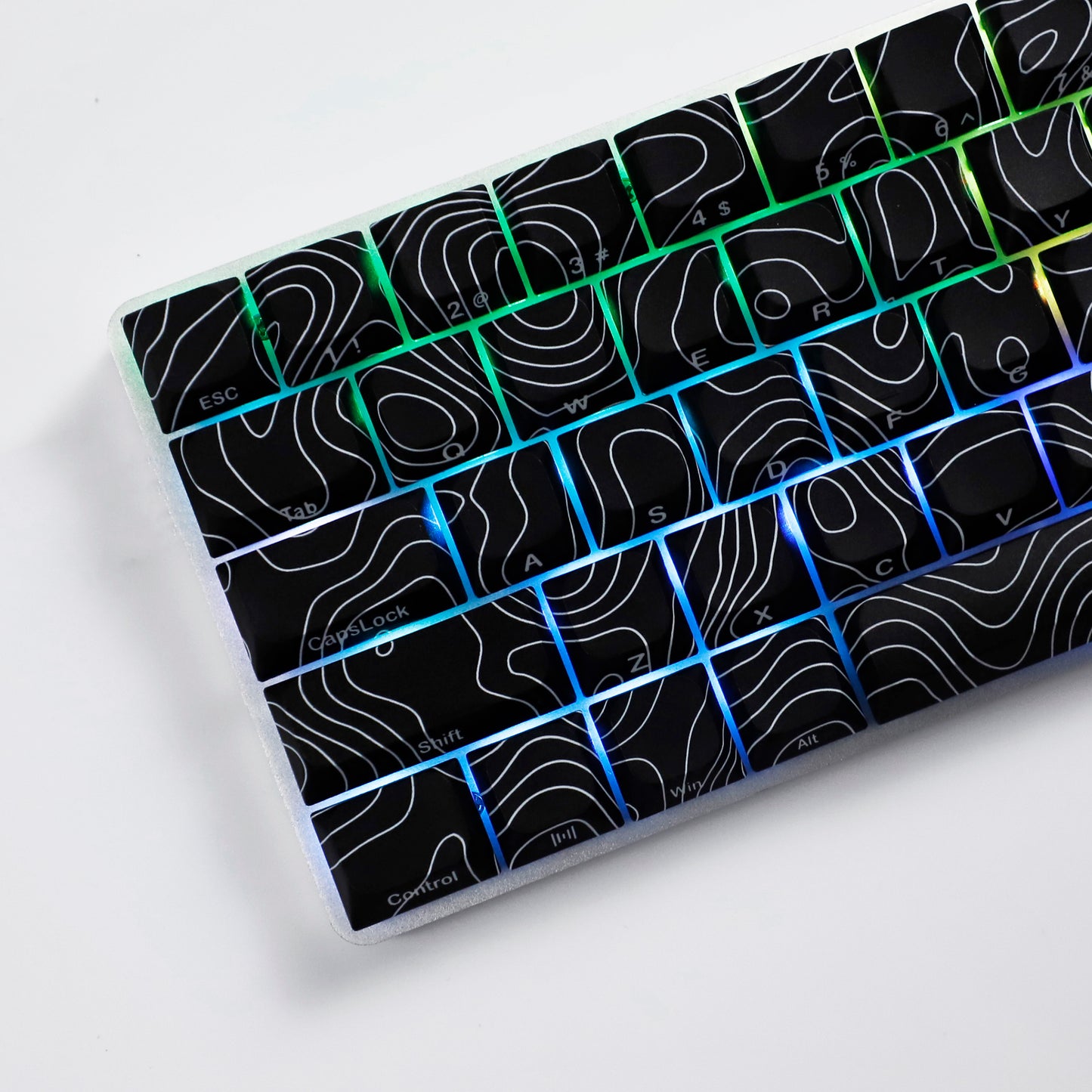 YMDK 131 Blcak Contour Lines Low Profile PBT Double Shot Keycaps for MX Mechanical Keyboards