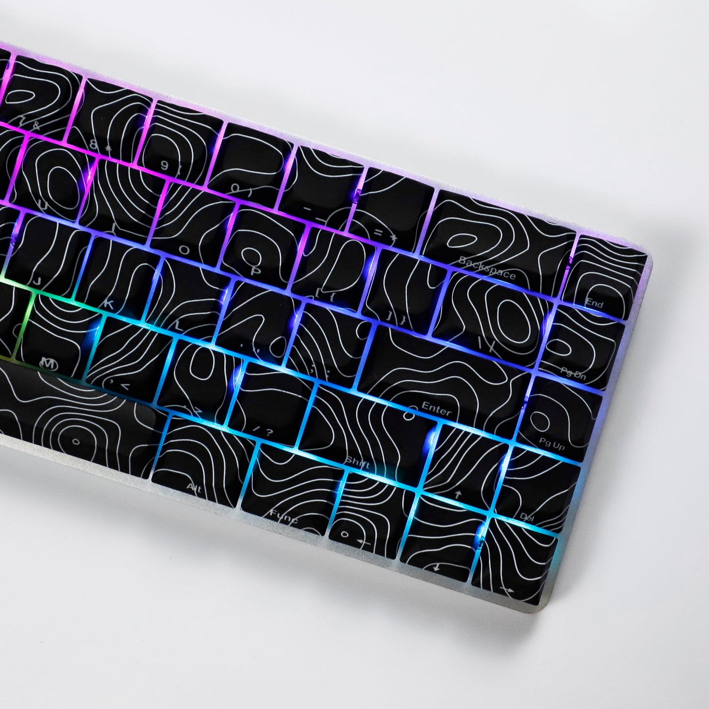 YMDK 131 Blcak Contour Lines Low Profile PBT Double Shot Keycaps for MX Mechanical Keyboards