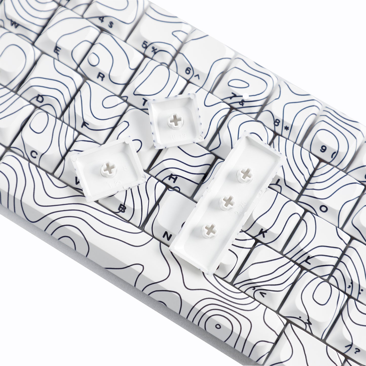 YMDK 131 Blcak Contour Lines Low Profile PBT Double Shot Keycaps for MX Mechanical Keyboards