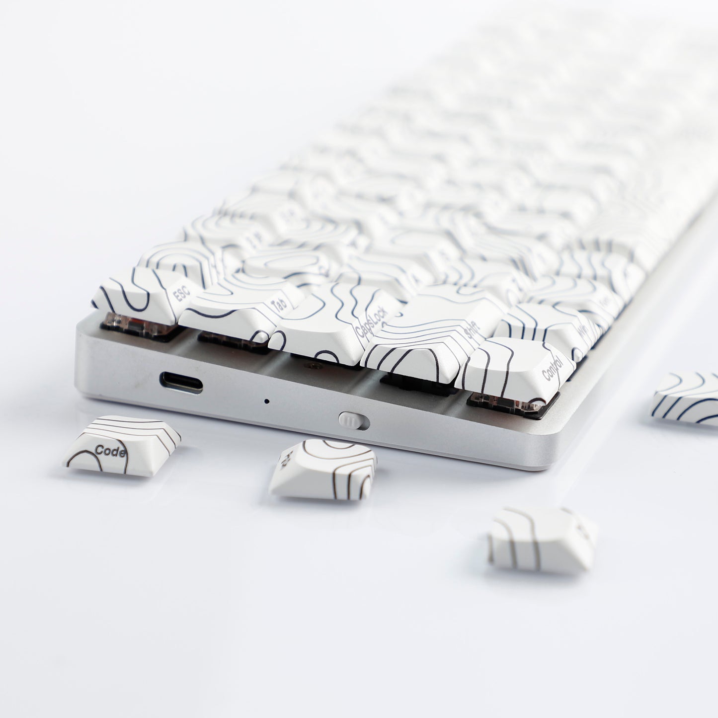 YMDK 131 Blcak Contour Lines Low Profile PBT Double Shot Keycaps for MX Mechanical Keyboards