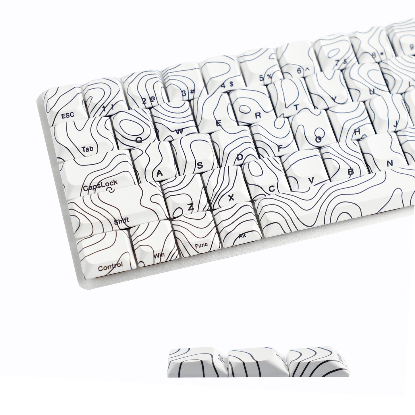 YMDK 131 Blcak Contour Lines Low Profile PBT Double Shot Keycaps for MX Mechanical Keyboards