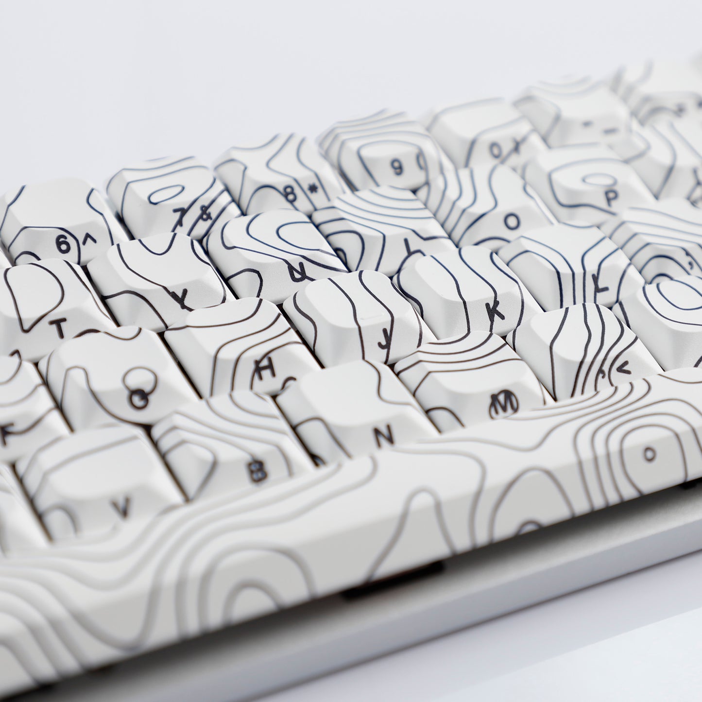 YMDK 131 Blcak Contour Lines Low Profile PBT Double Shot Keycaps for MX Mechanical Keyboards
