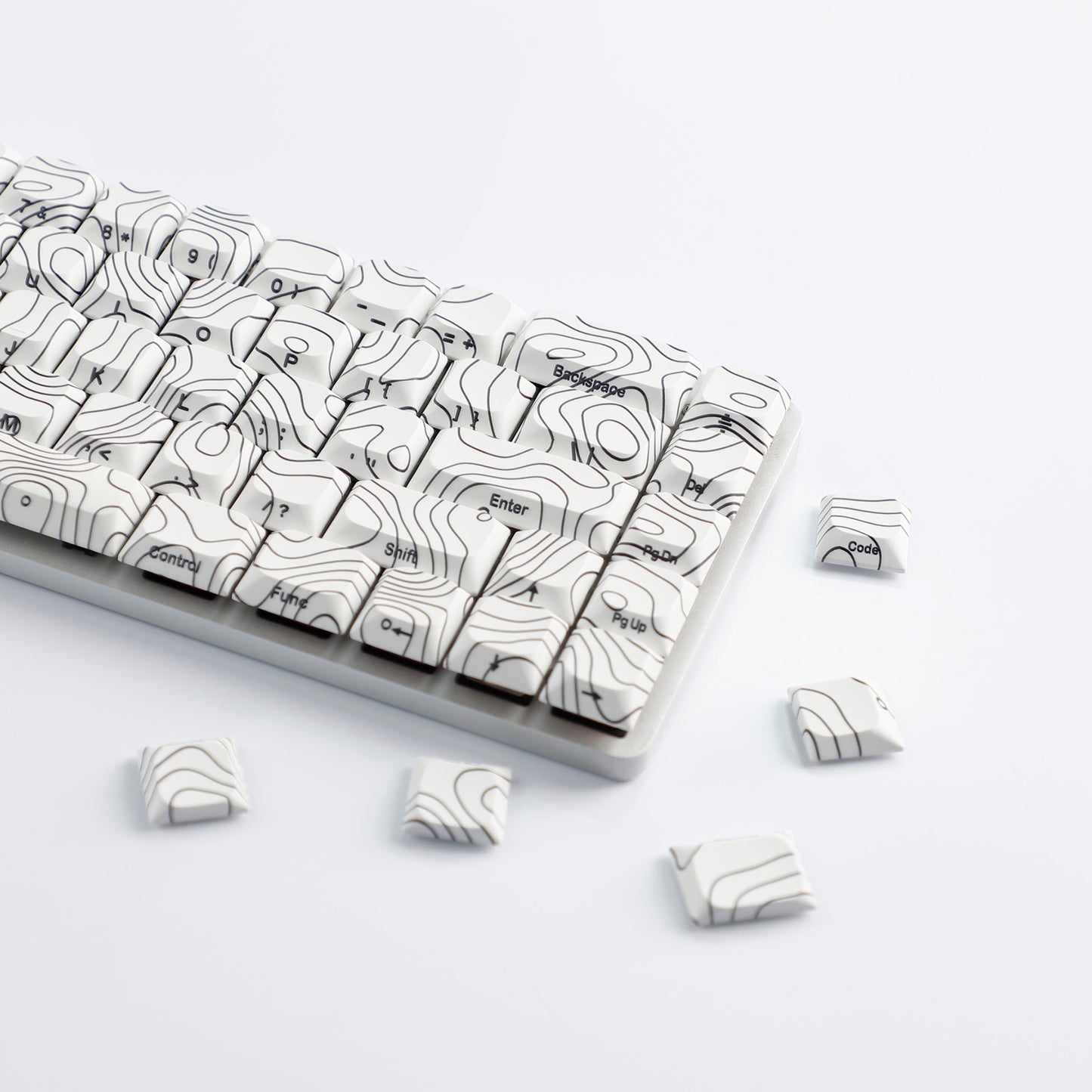 YMDK 131 Blcak Contour Lines Low Profile PBT Double Shot Keycaps for MX Mechanical Keyboards