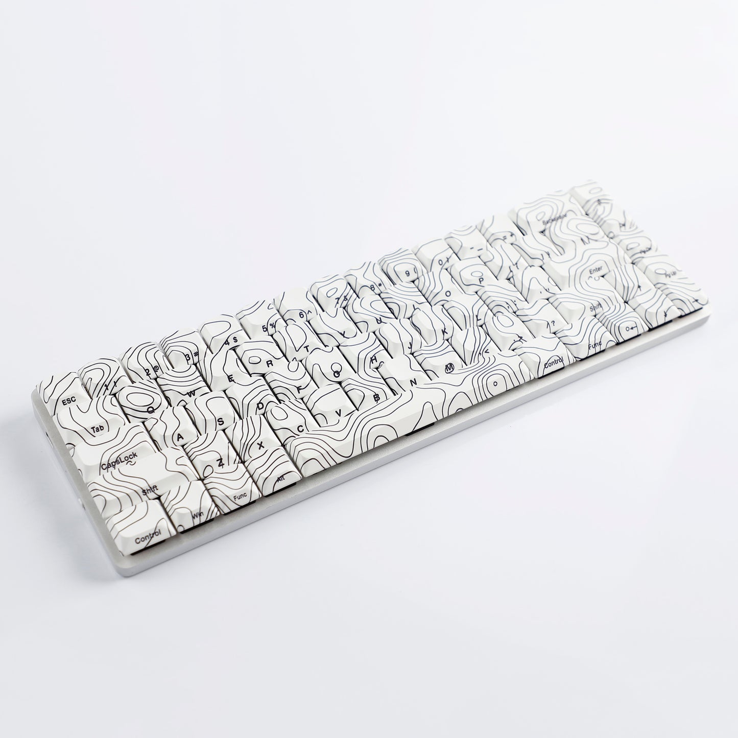 YMDK 131 Blcak Contour Lines Low Profile PBT Double Shot Keycaps for MX Mechanical Keyboards