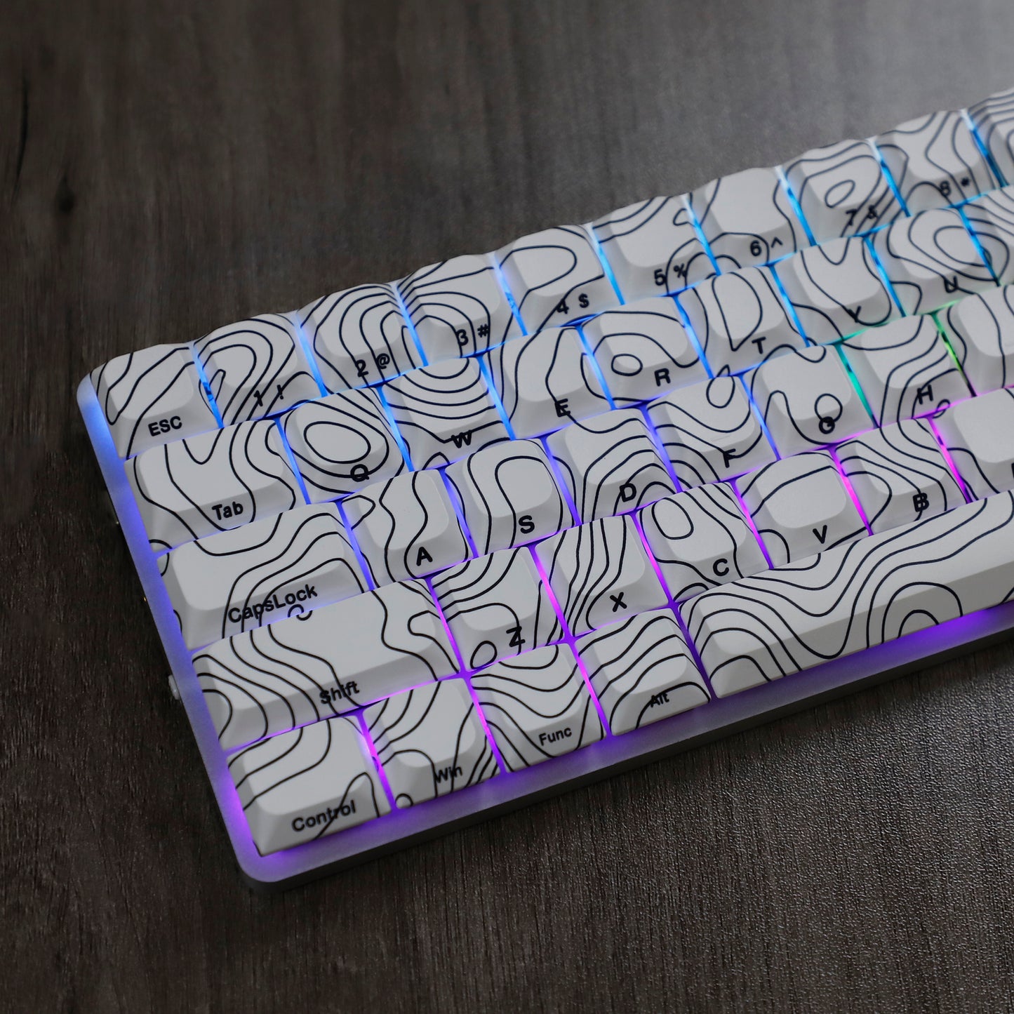 YMDK 131 Blcak Contour Lines Low Profile PBT Double Shot Keycaps for MX Mechanical Keyboards